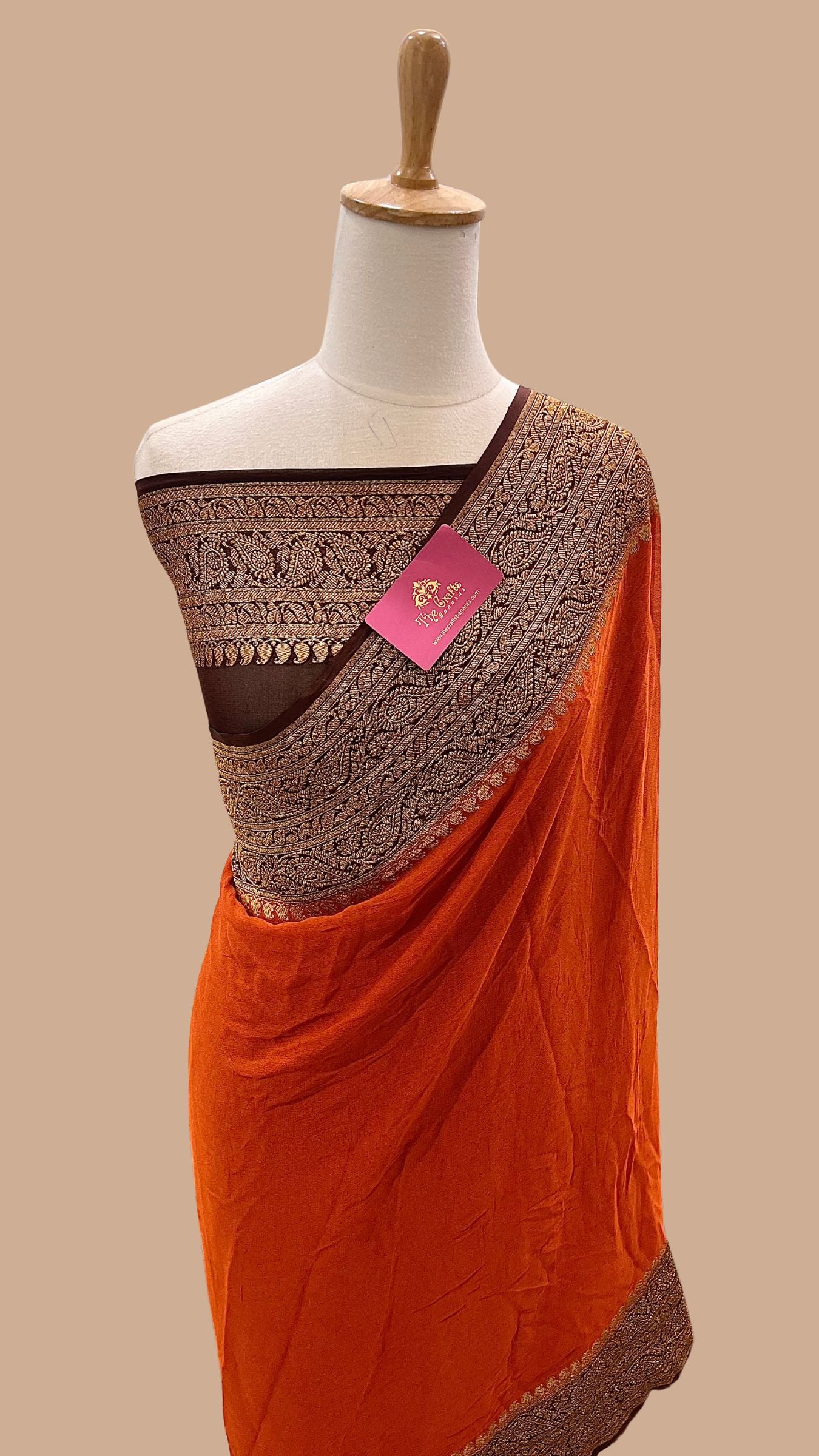 Khaddi Georgette Banarasi Saree - Antique Zari
