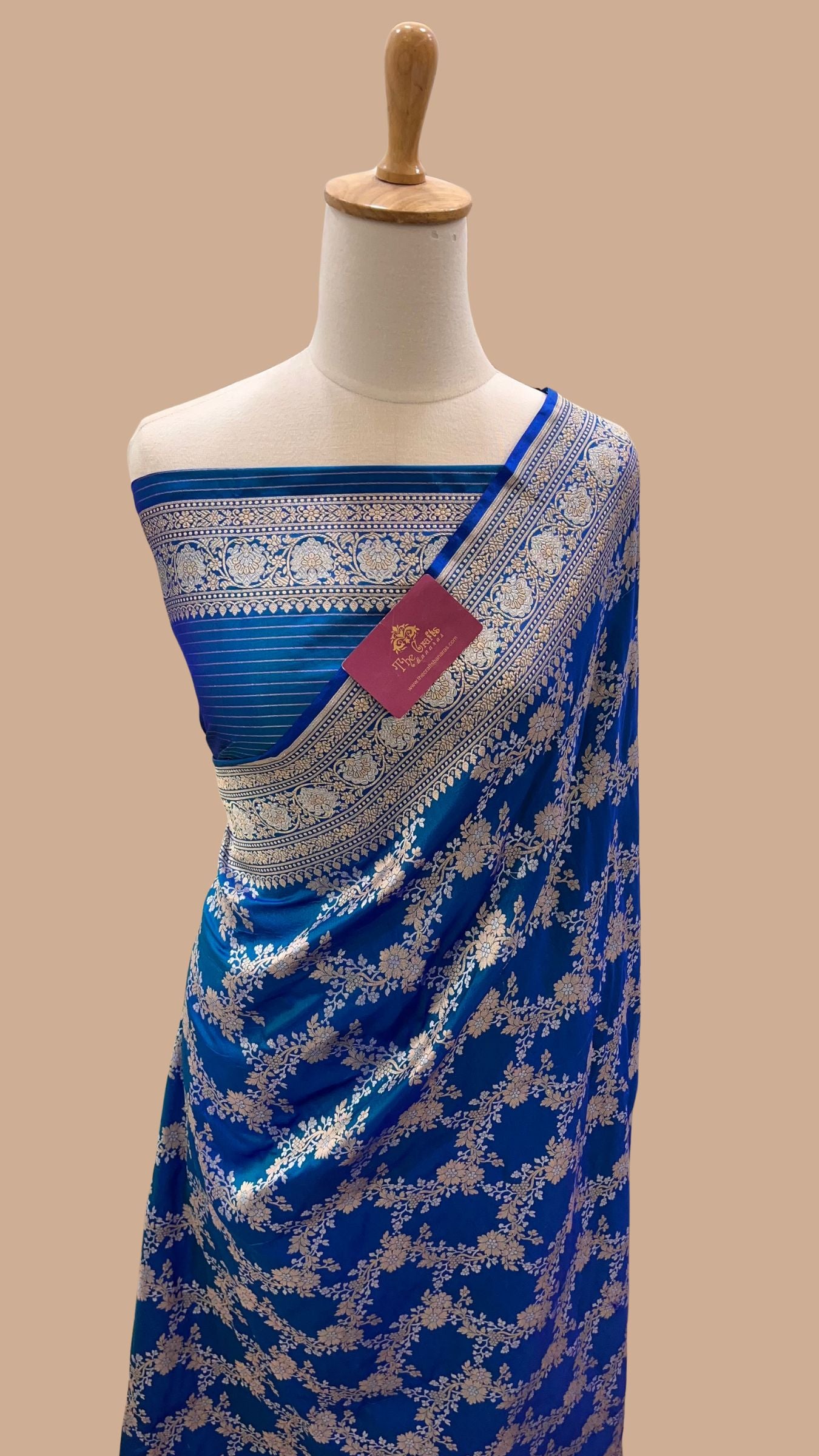 Pure Katan Silk Handloom Banarasi Saree - All Over Sona Rupa Jaal Work