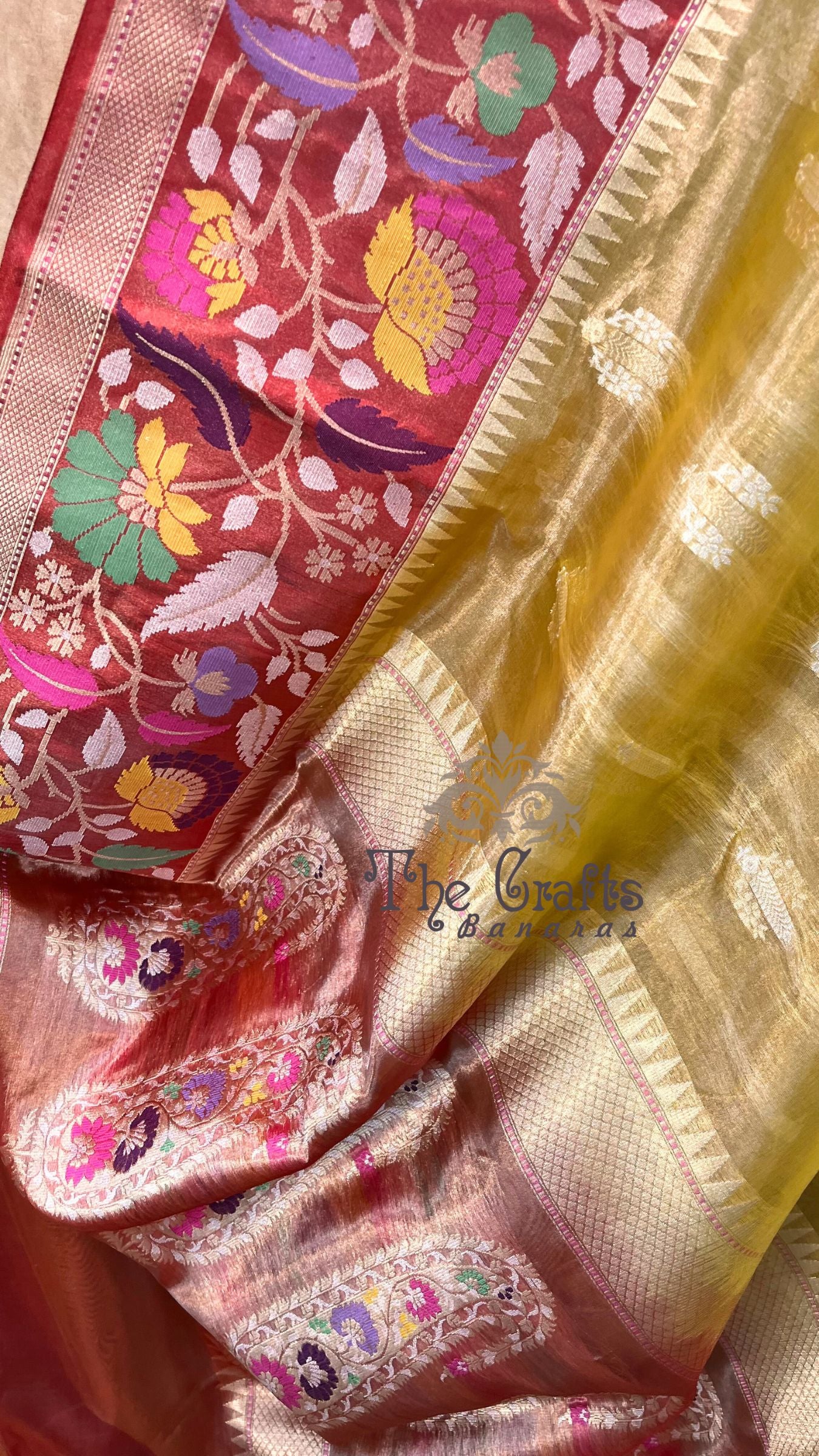 Pure Tissue Silk Handloom Banarasi Saree with kadhua sona roopa border