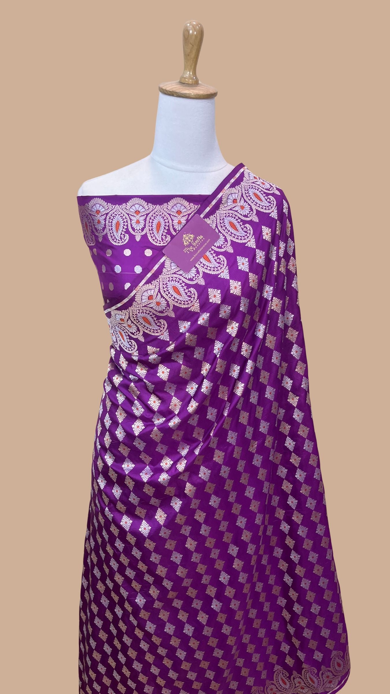 Pure Katan Silk Handloom Banarasi Saree - With Sona Rupa Stripes