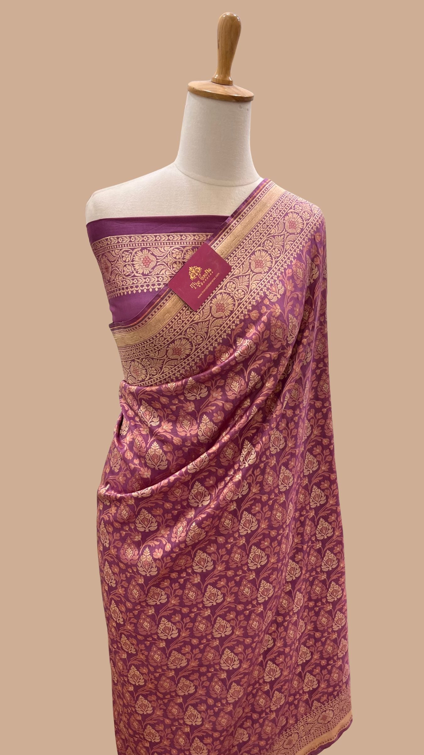 Pure Cotton Silk Banarasi Brocade Handloom Saree - Meenakari