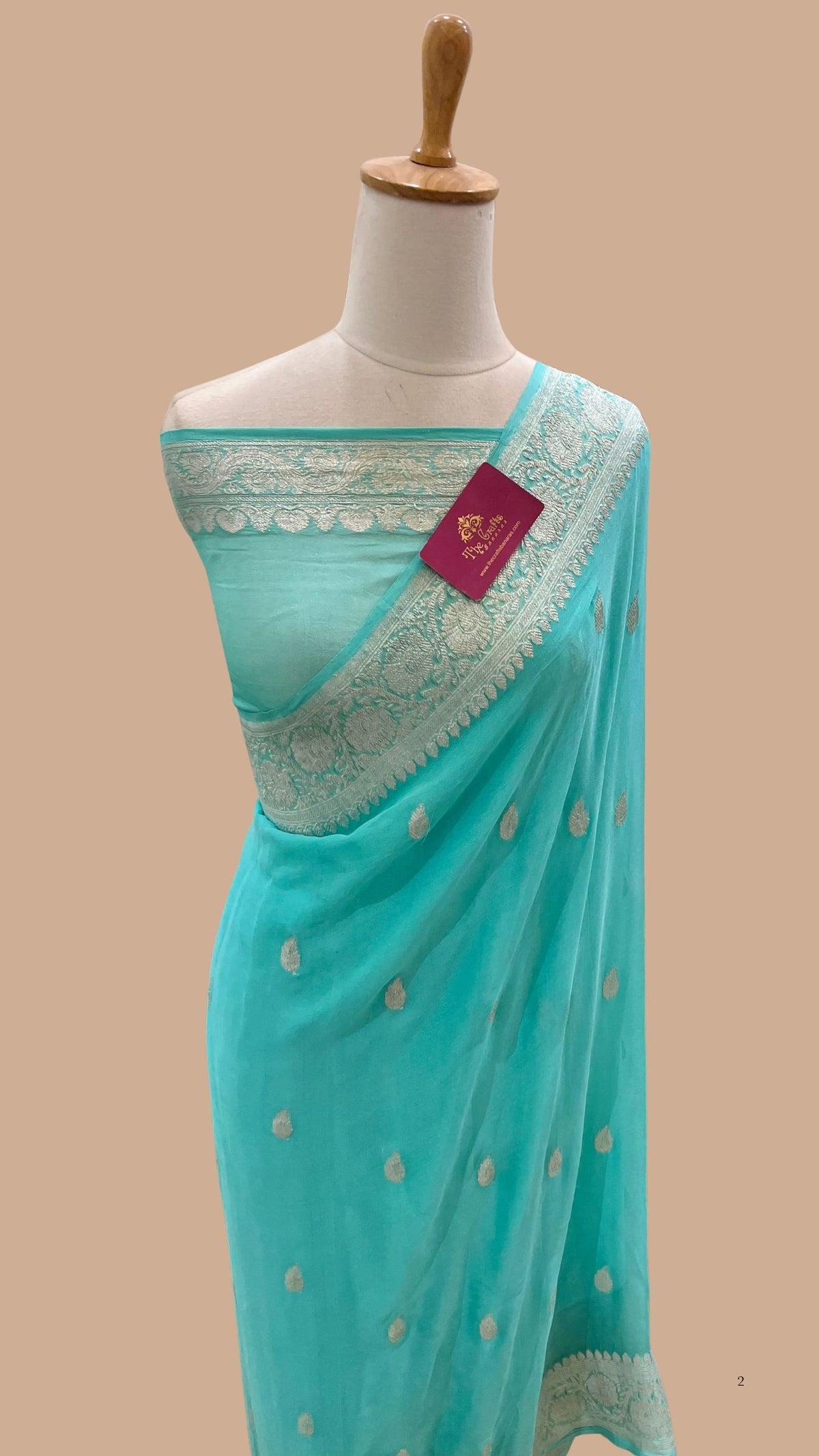 Pure Georgette Banarasi Saree - Silver Zari