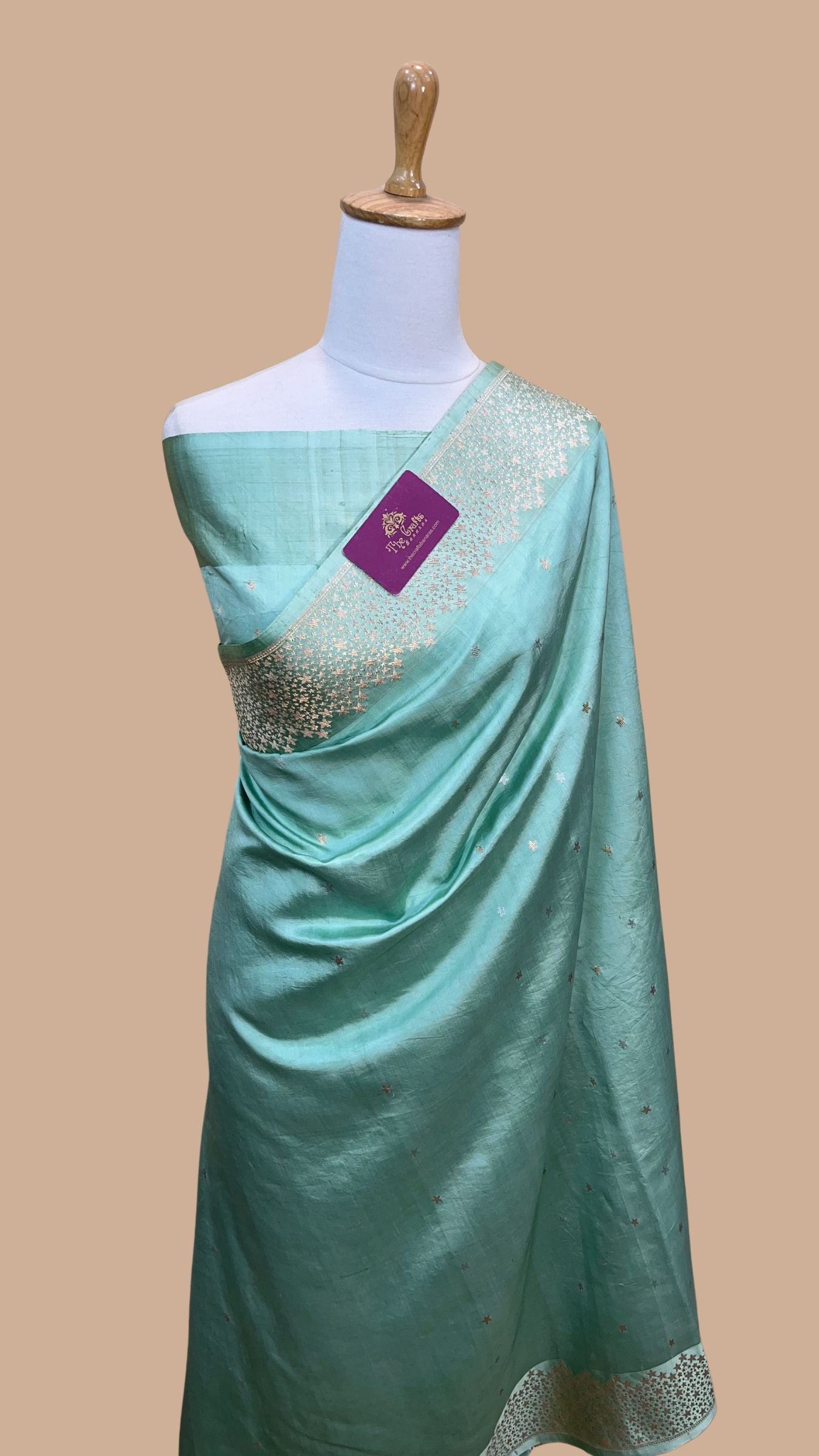 Pure Mango Silk Handloom Banarasi Saree - With Sona Roopa Motifs