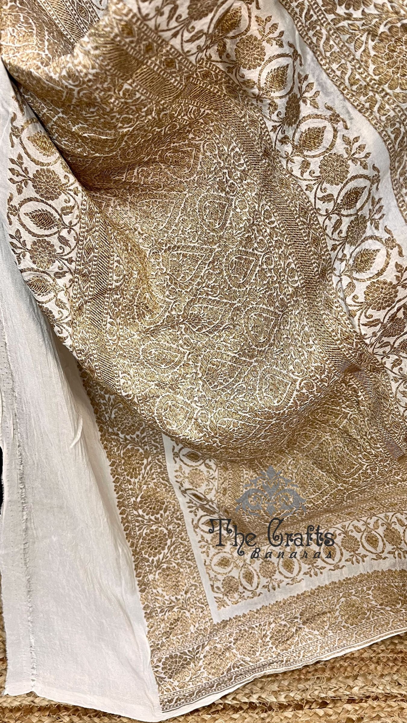 Pure Crepe Georgette Banarasi Saree - Antique Zari