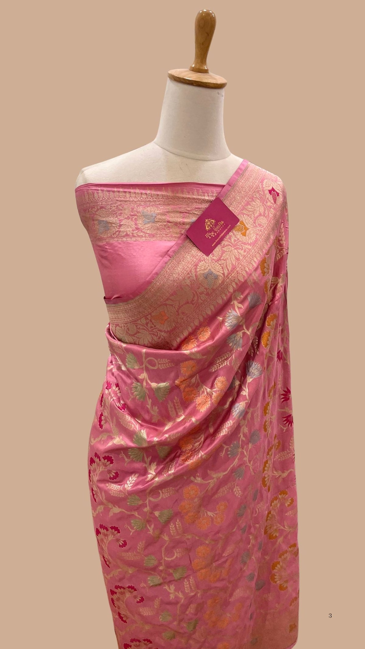 Pure Katan Silk Handloom Banarasi Saree - Jaal Work with Meenakari