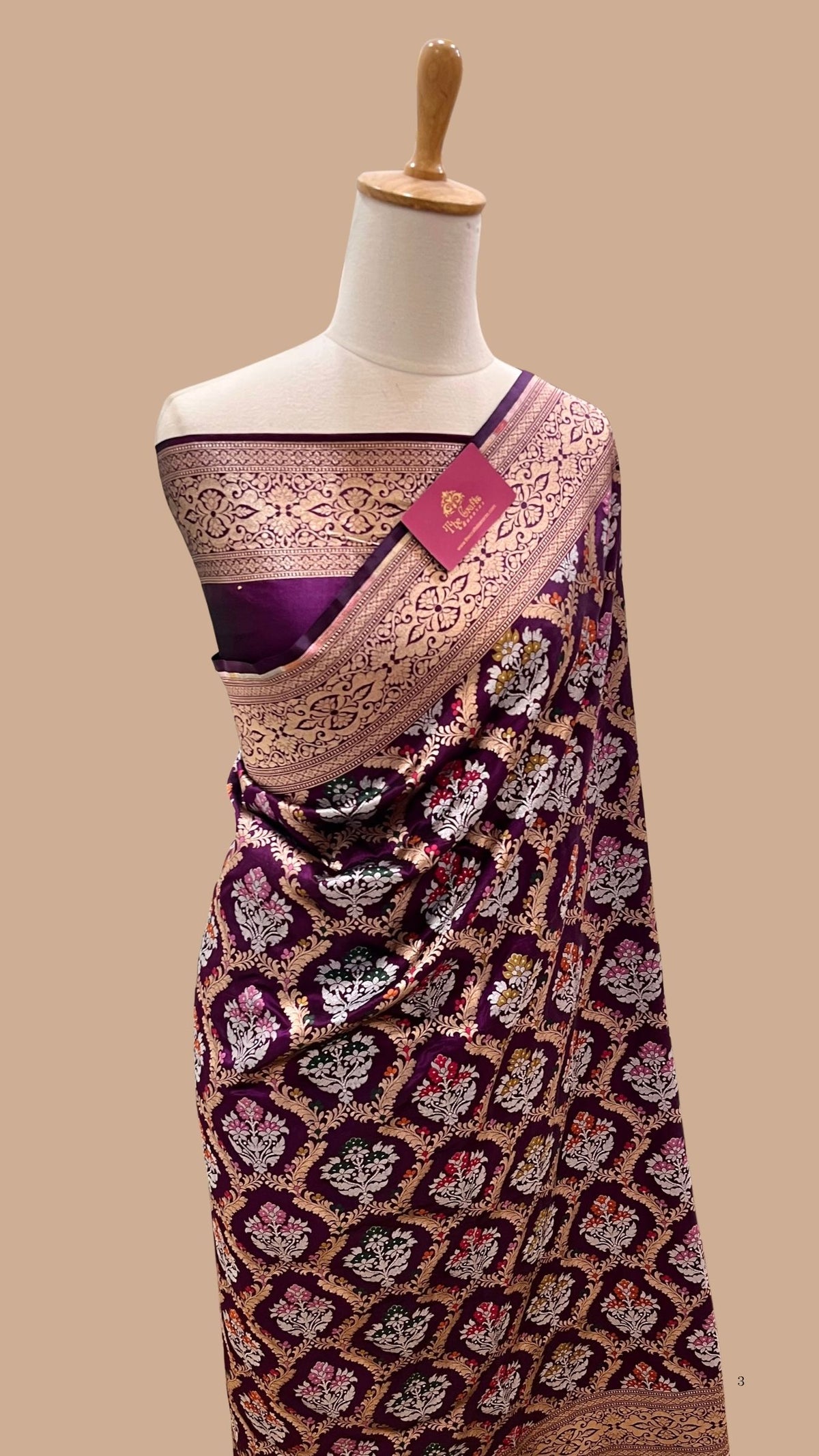 Pure Katan Silk Handloom Banarasi Saree - Jaal Work with Meenakari