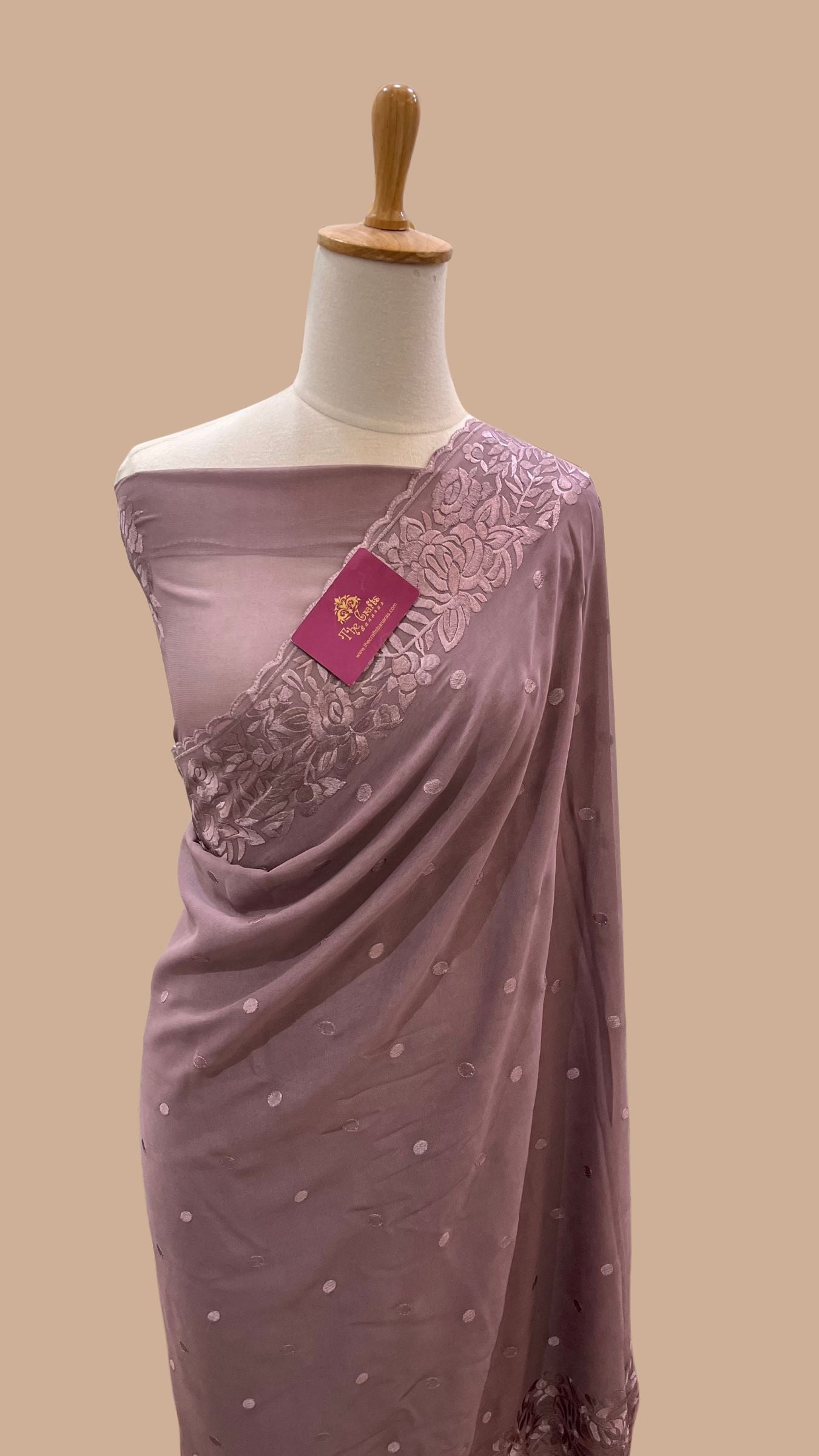Pure Georgette Chikankari Handloom Banarasi Saree