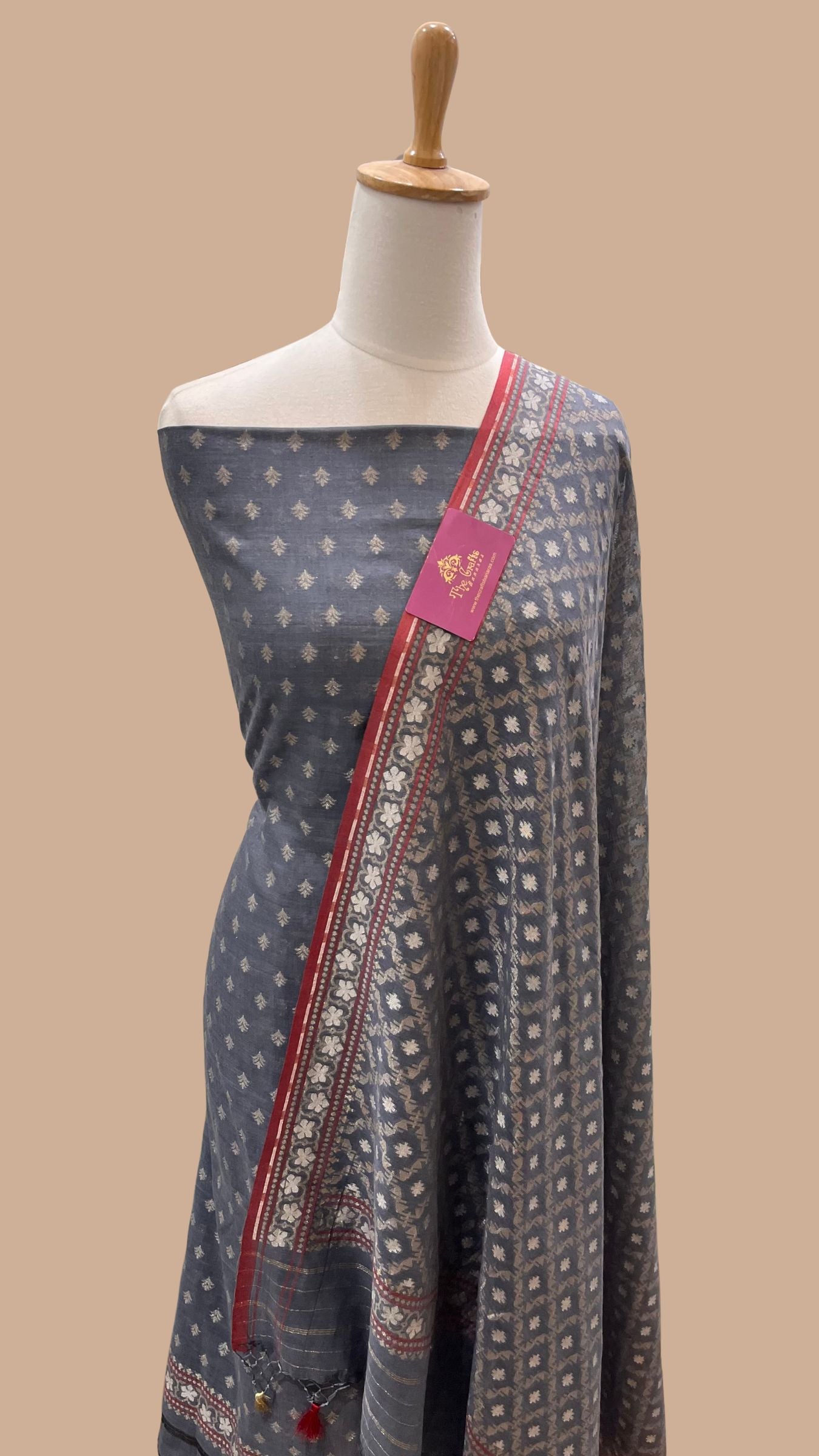 Pure Ektara Cotton Jamdani Banarasi Dress Material