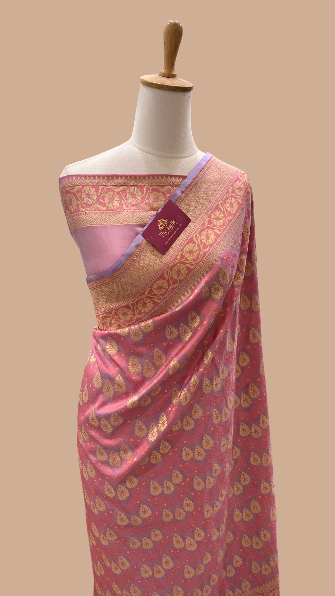 Pure Cotton Silk Banarasi Brocade Handloom Saree - Meenakari