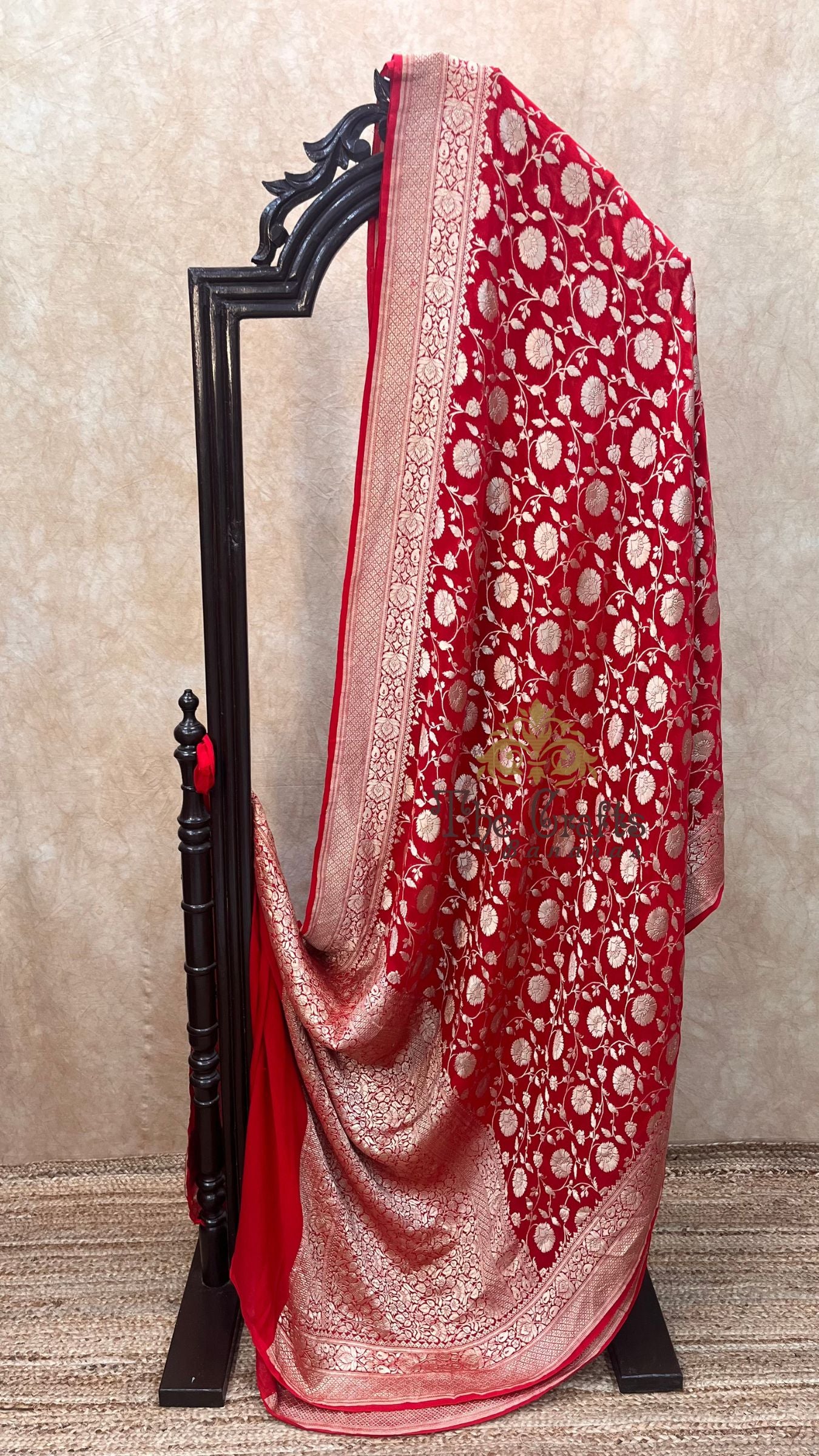 Khaddi Georgette Handloom Banarasi Saree - Water Zari