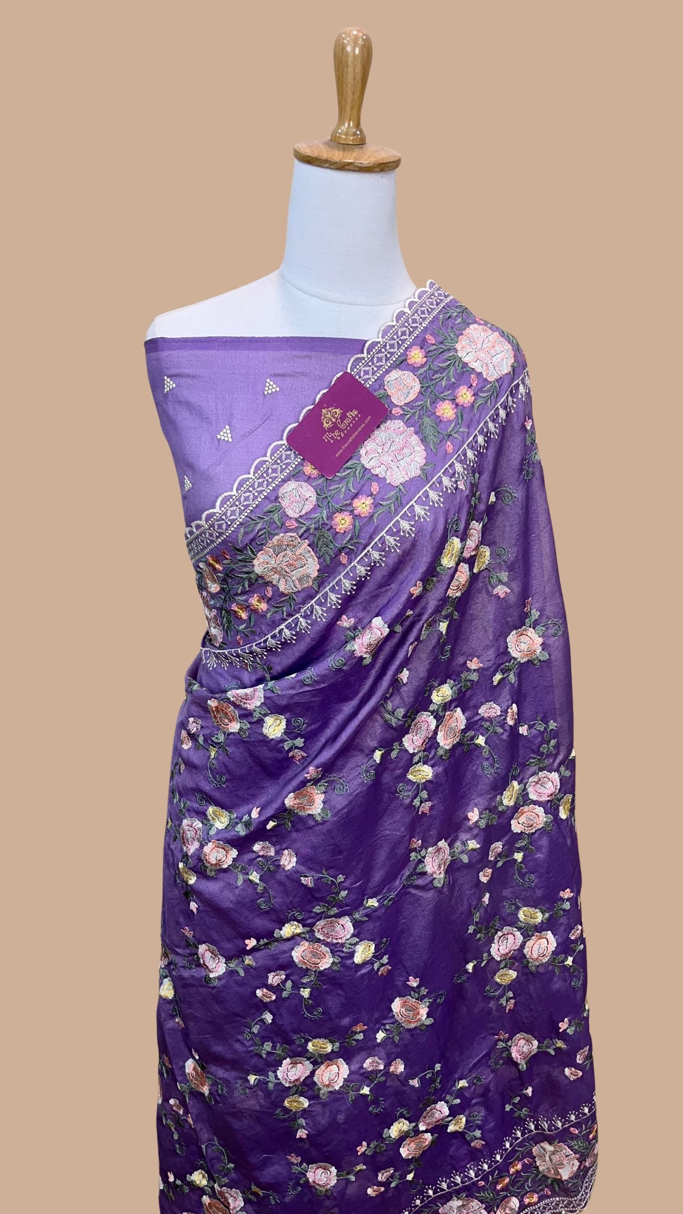 Pure Tissue Silk Banarasi Saree - Chikankari all over