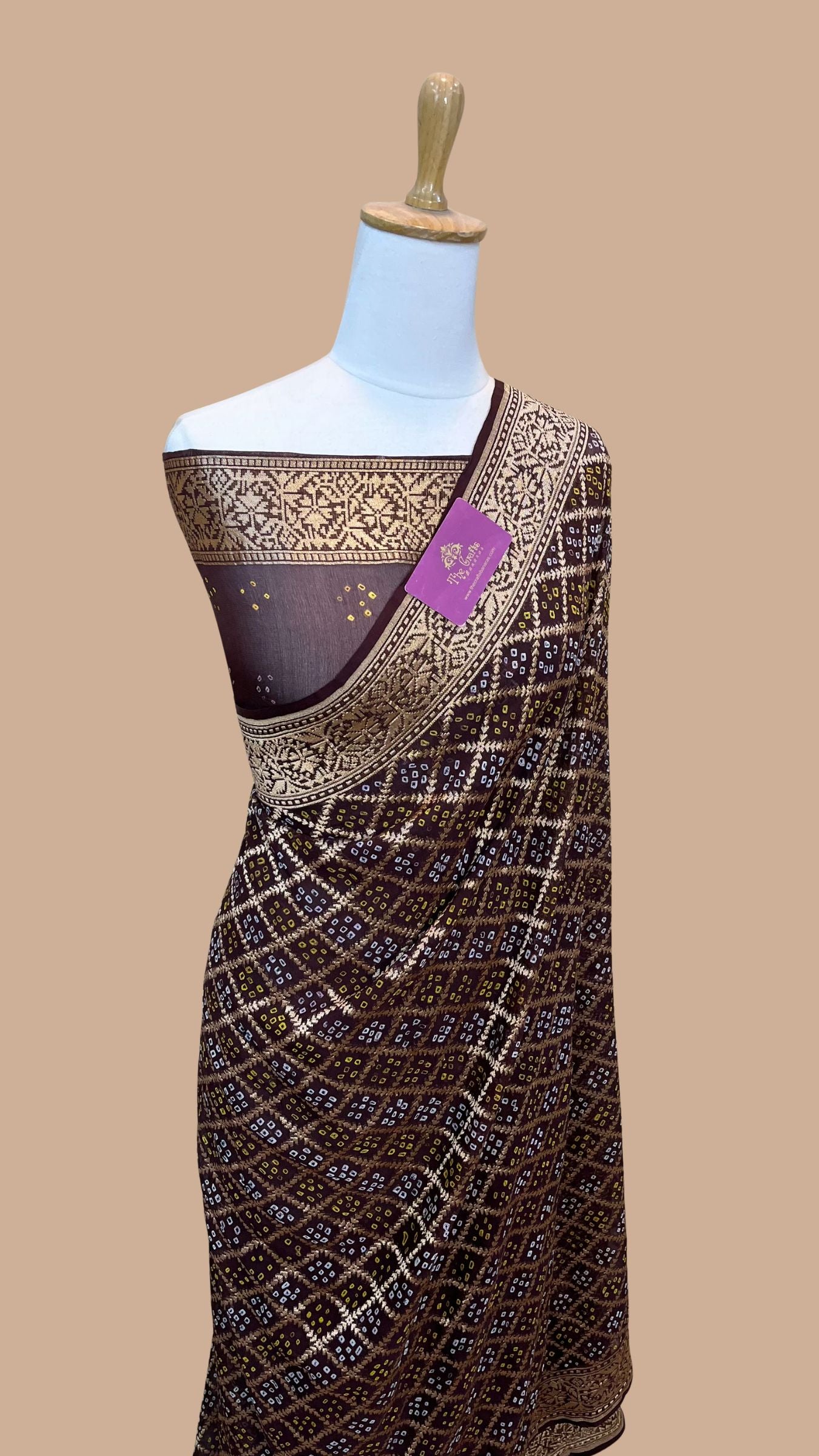 Pure Georgette Banarasi Handloom Bandhej Saree