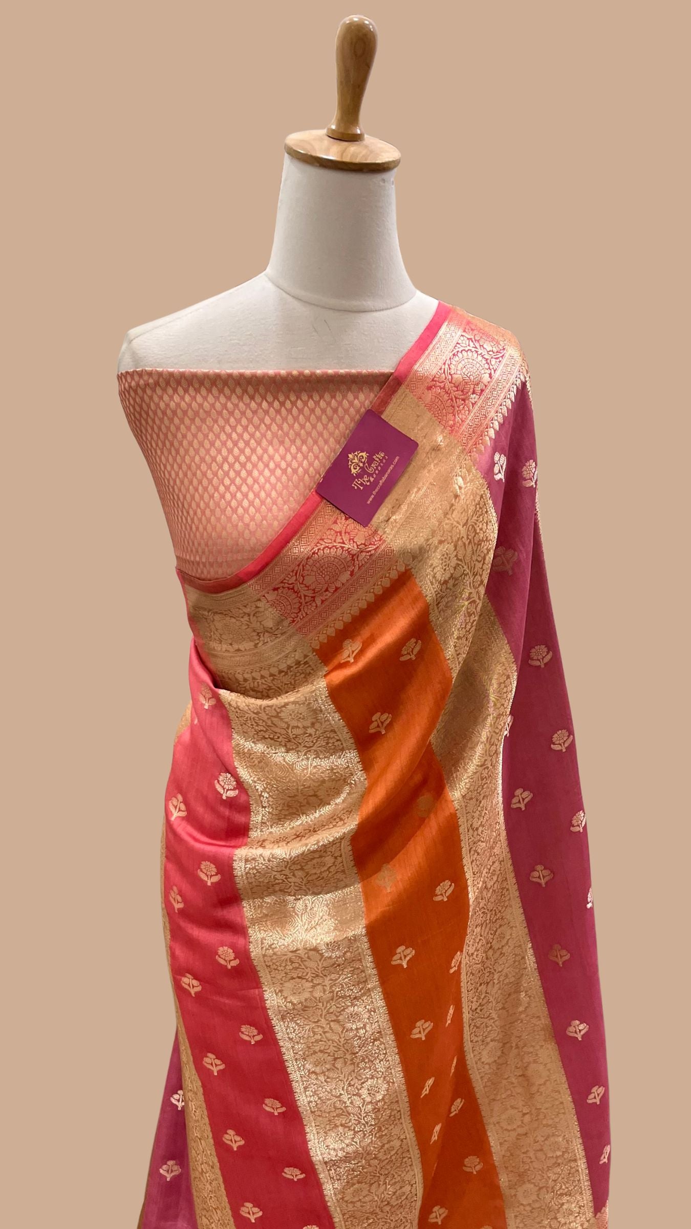 Pure Chiniya Tissue Silk Banarasi Saree - Multicolour Stripe