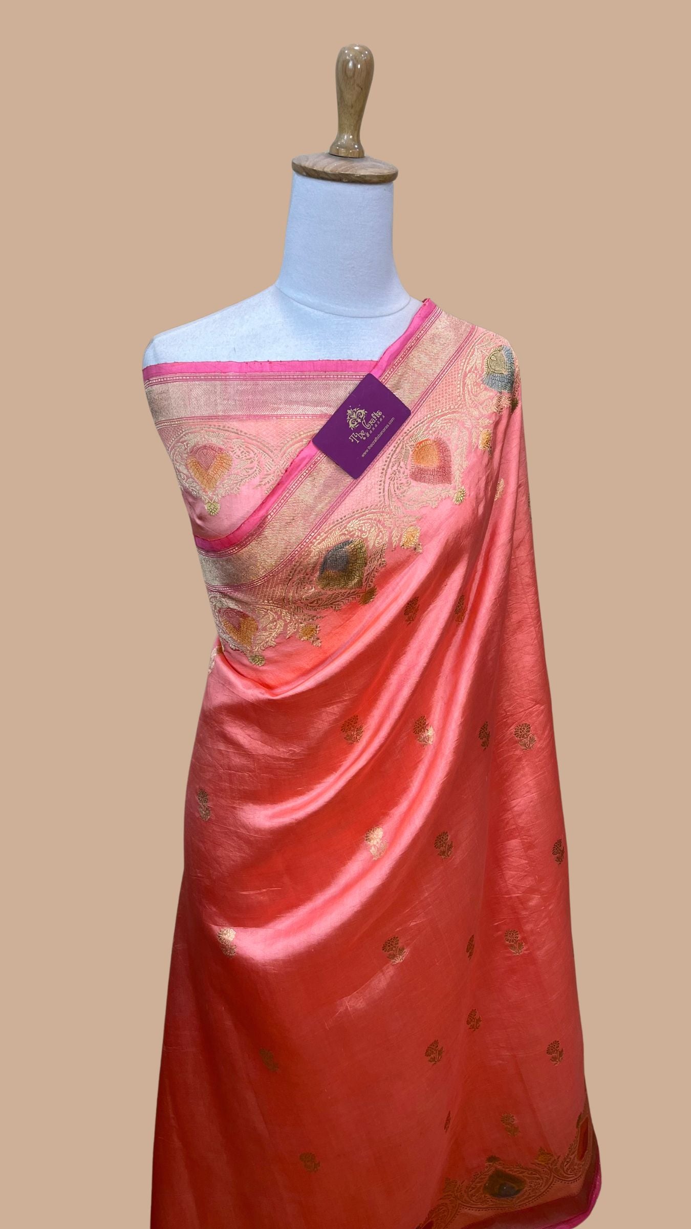 Pure  Mango Silk Handloom Banarasi Saree