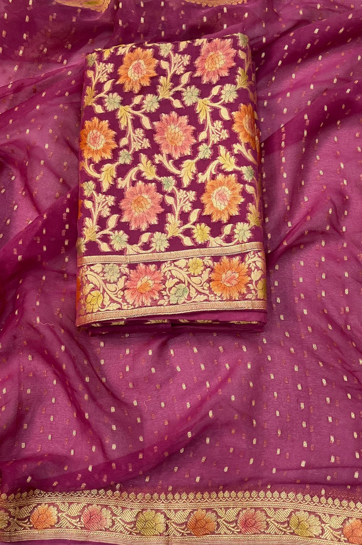 Khaddi Georgette Banarasi Dress Material