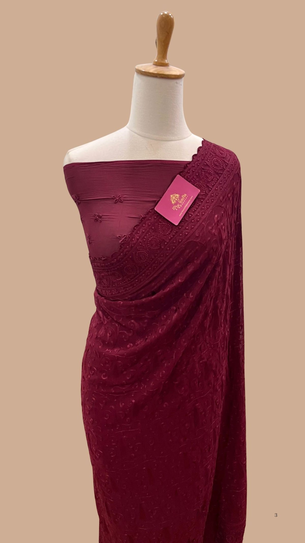 Pure Georgette Chikankari Handloom Banarasi Saree
