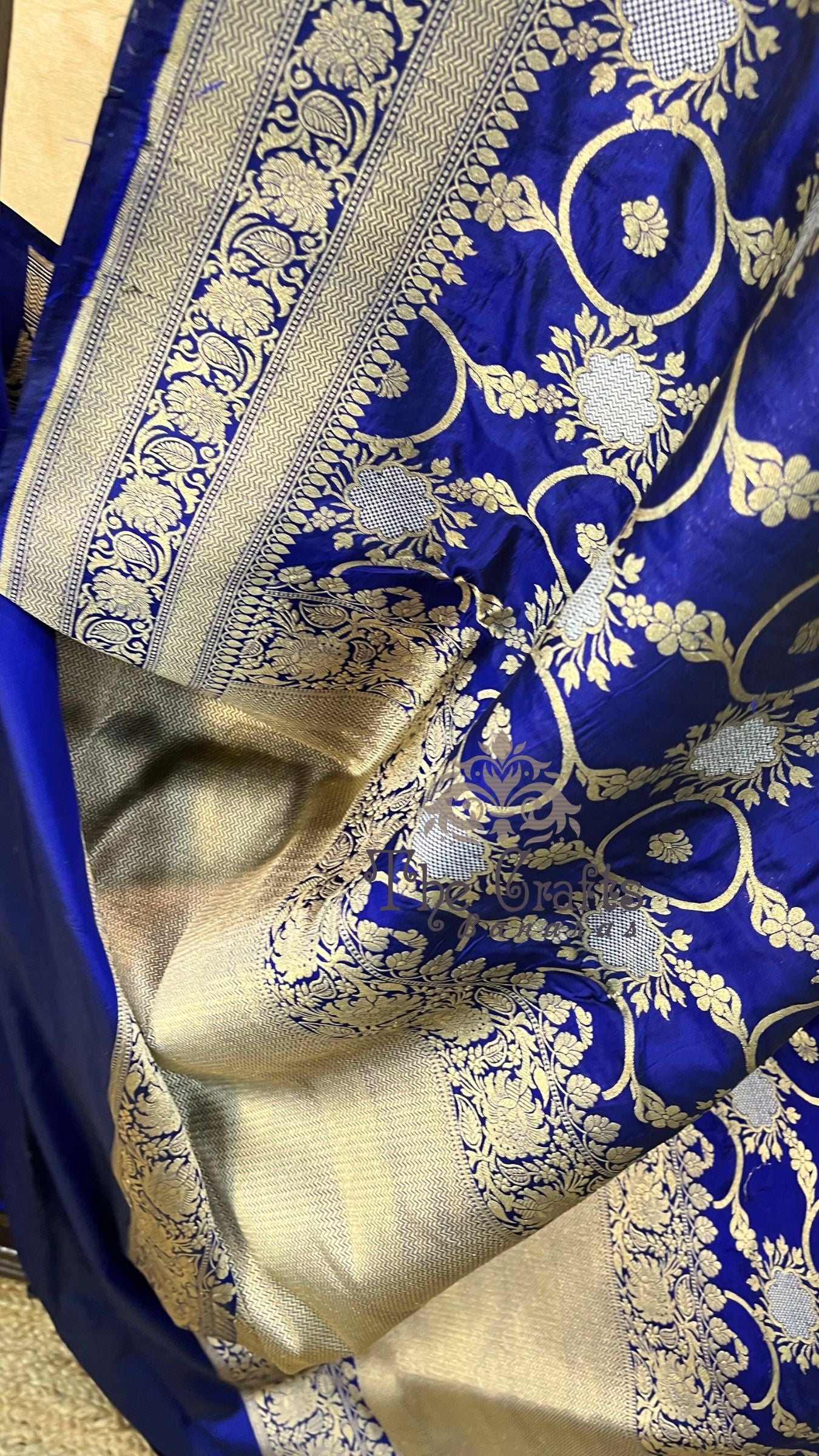 Pure Katan Silk Handloom Banarasi Saree - All over Sona Roopa Jaal work