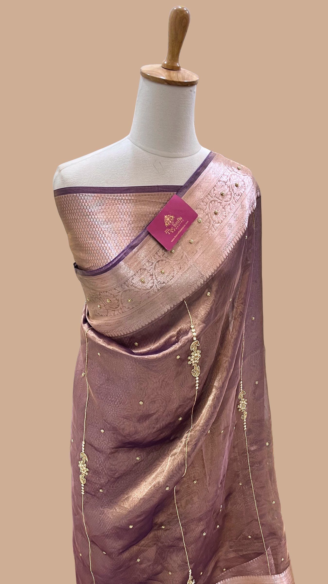 Pure Tissue Silk Banarasi Saree with Sirki & Zardozi Handwork