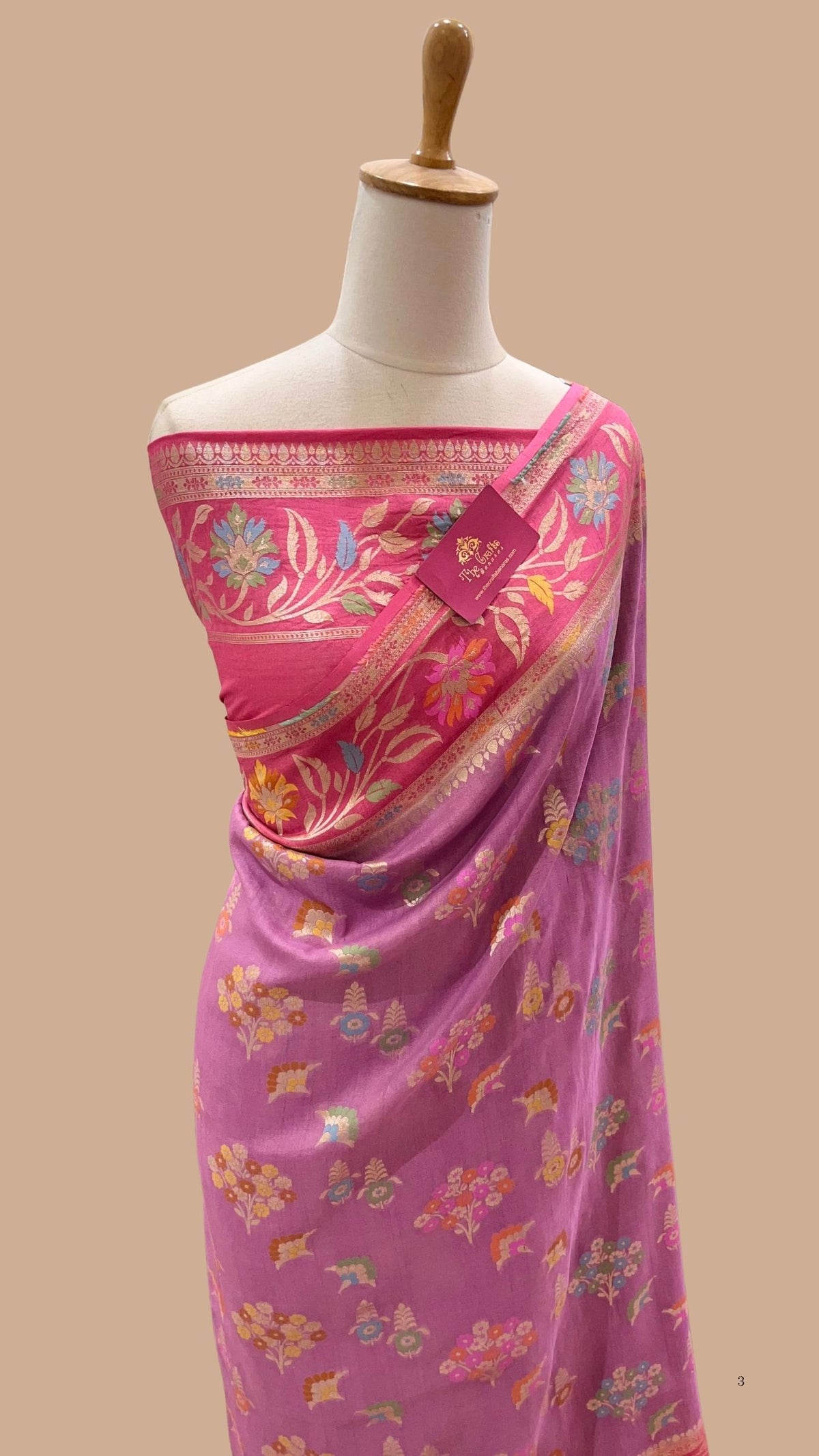 Tussar Georgette Handloom Banarasi Saree - Jaal with Meenakari