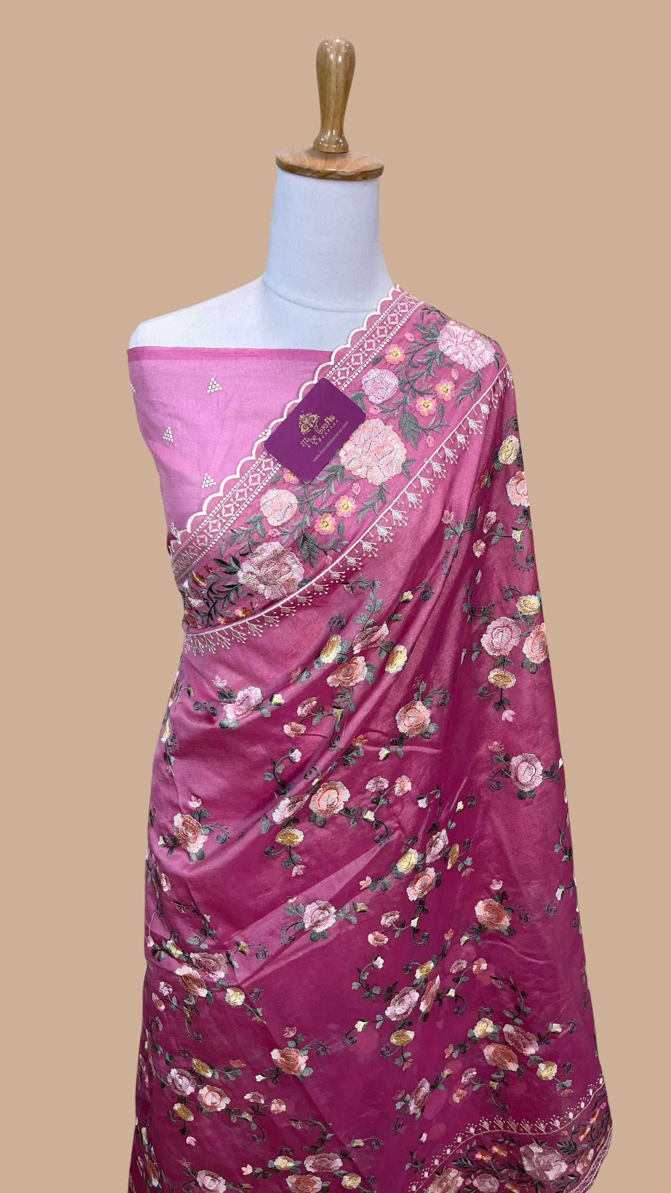 Pure Tissue Silk Banarasi Saree - Chikankari all over