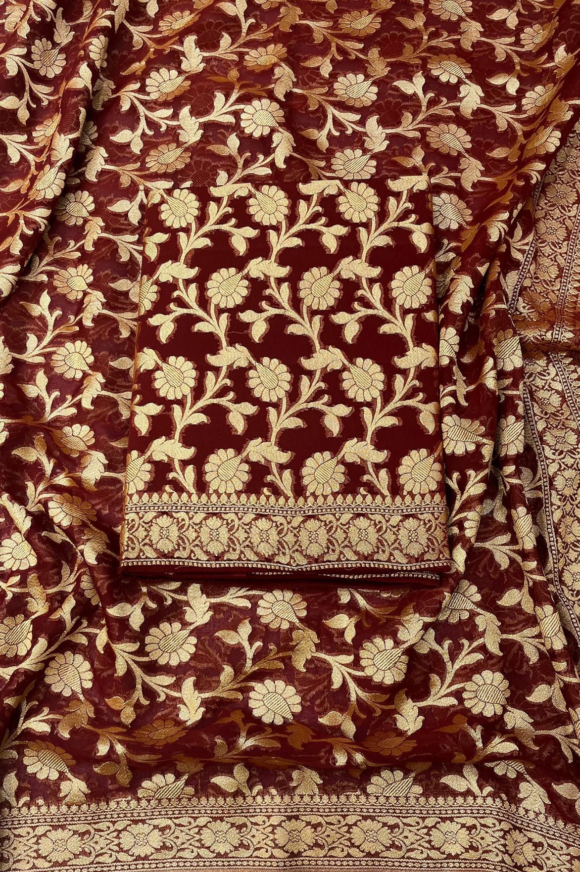 Khaddi Georgette Banarasi Dress Material