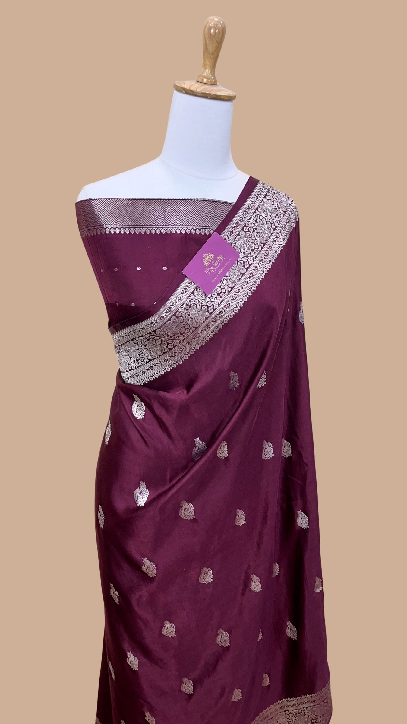 Pure Mashru Silk Handloom Banarasi Saree - with kadhua border buti