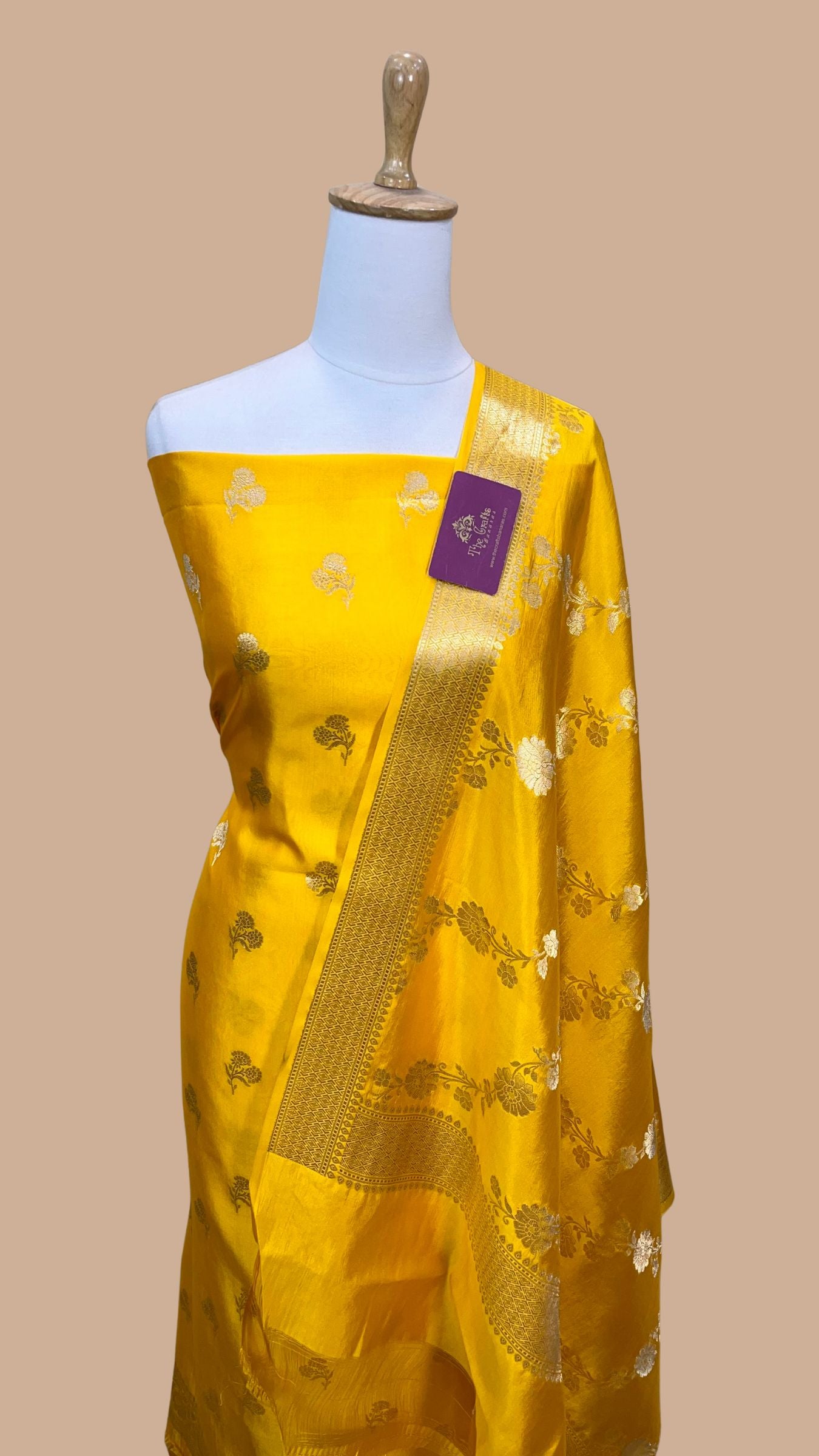 Pure Mango Silk Banarasi Dress Material