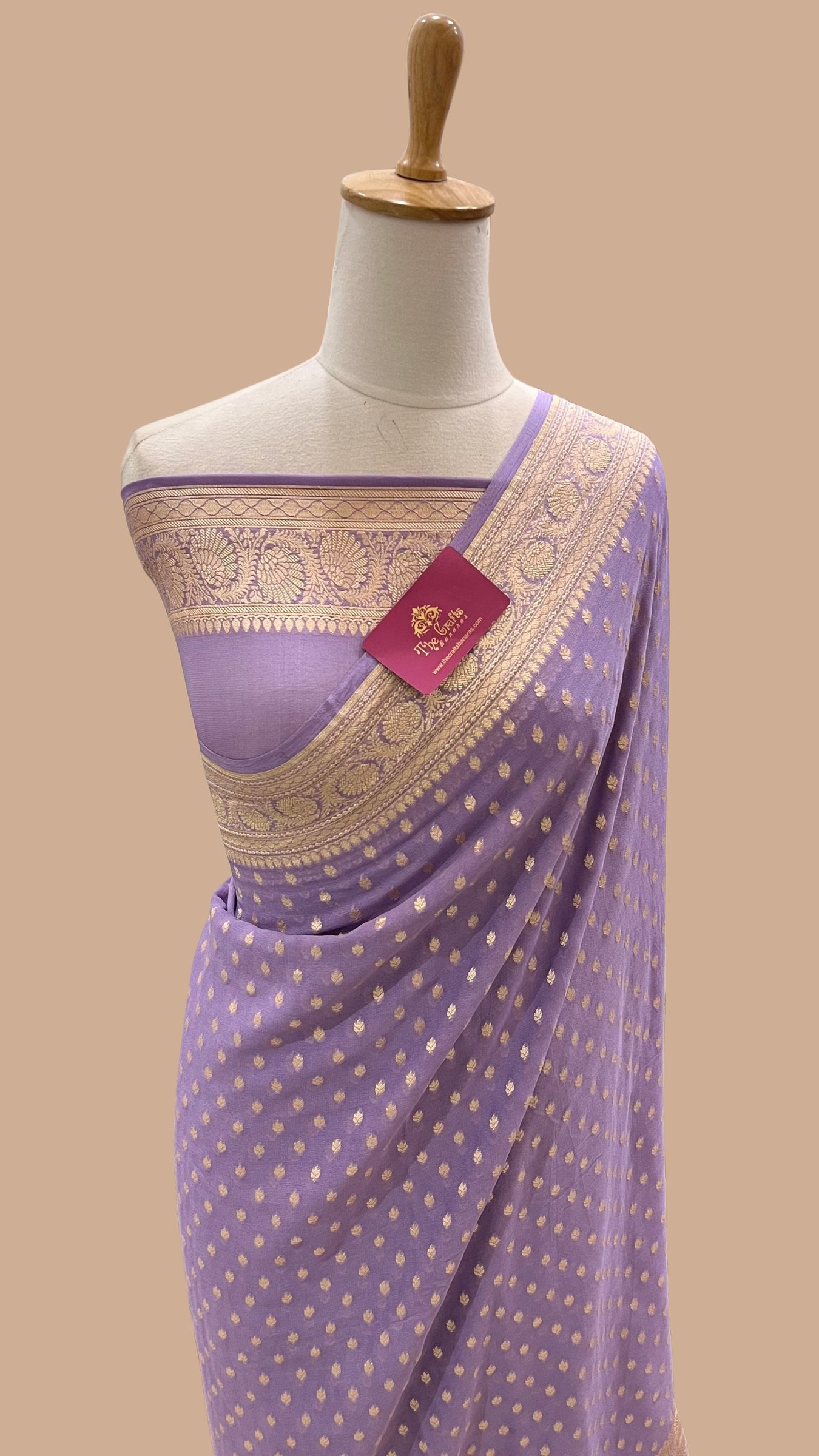 Khaddi Georgette Banarasi Saree - Gold Zari