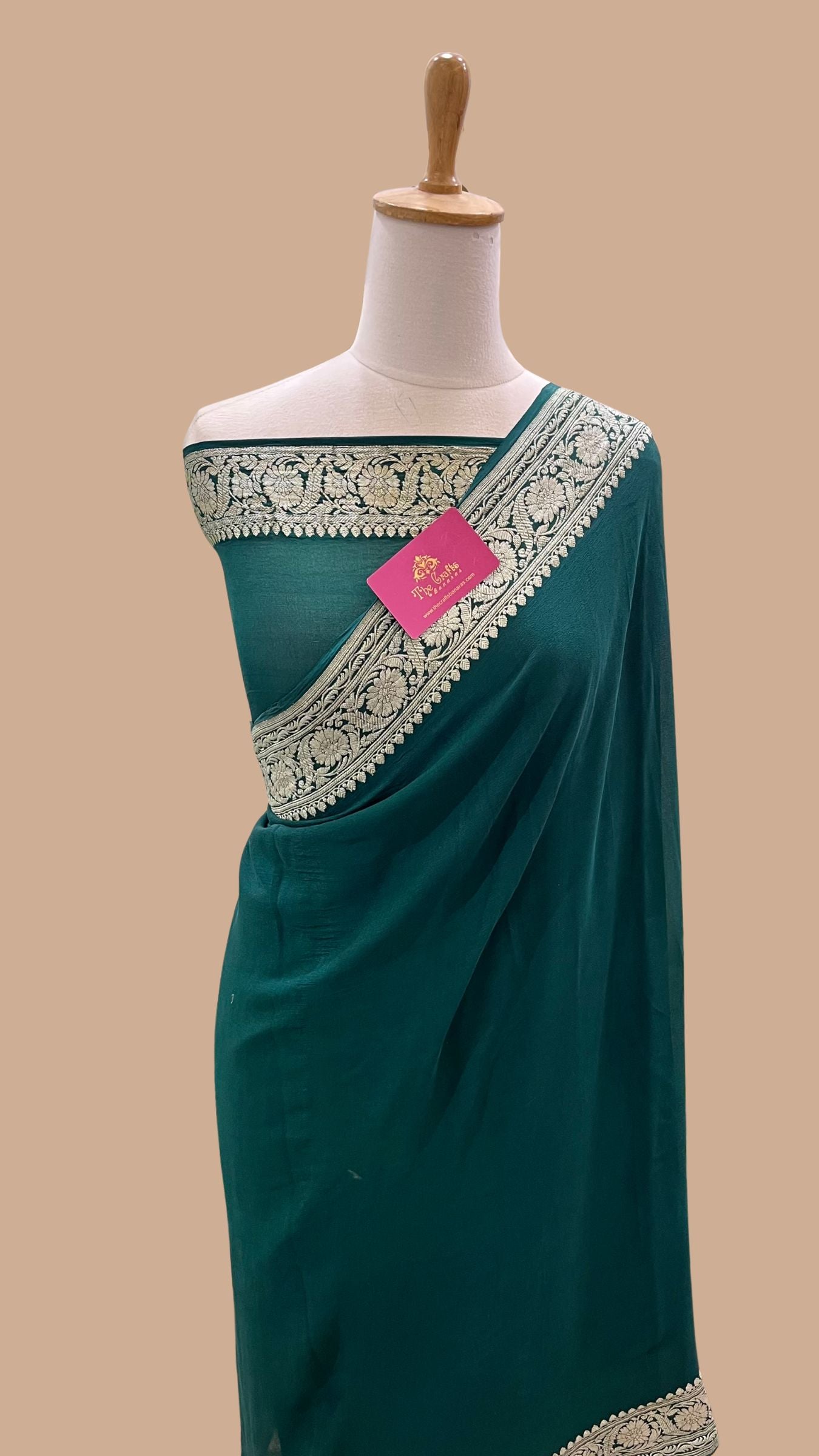Khaddi Georgette Handloom Banarasi Saree