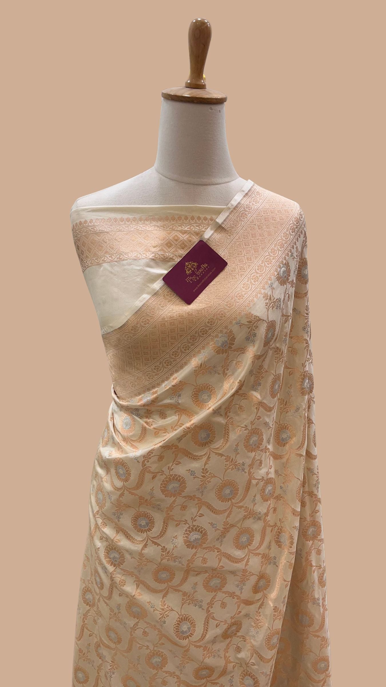 Pure Katan Silk Handloom Banarasi Saree - All Over Sona Rupa Jaal Work