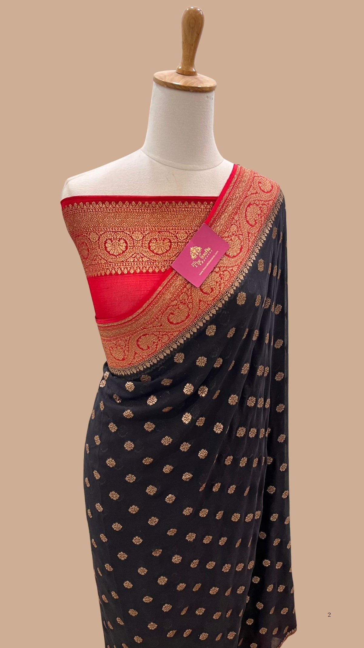 Khaddi Georgette Banarasi Saree - Antique Zari