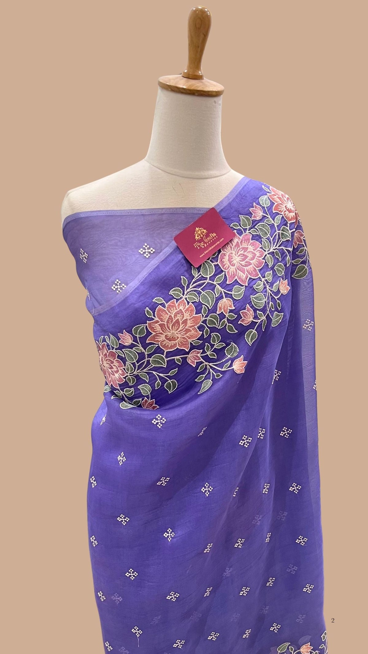 Pure Organza Silk Chikankari Handloom Banarasi Saree