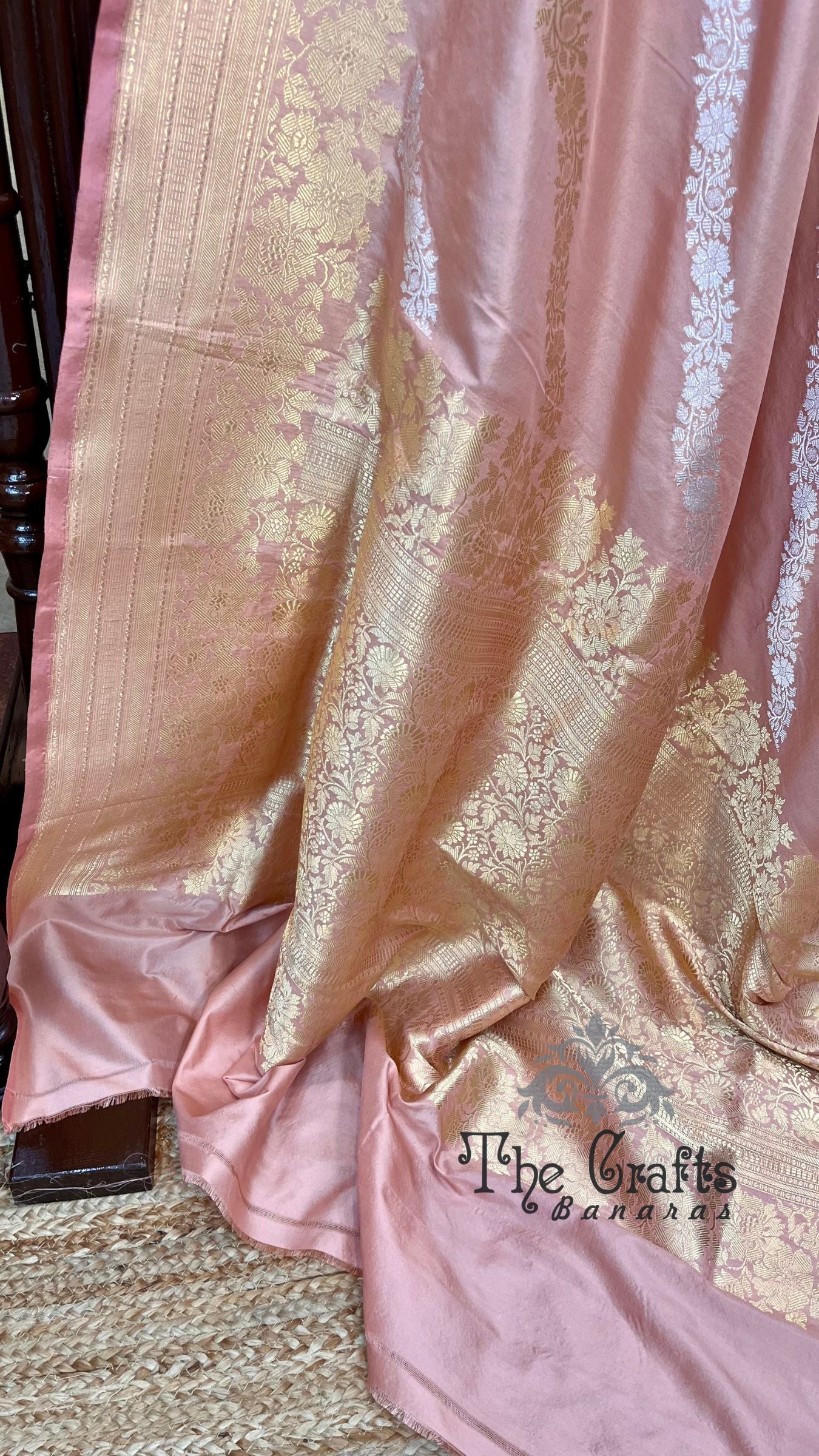 Pure Katan Silk Handloom Banarasi Saree -  Sona roopa with kadhua work