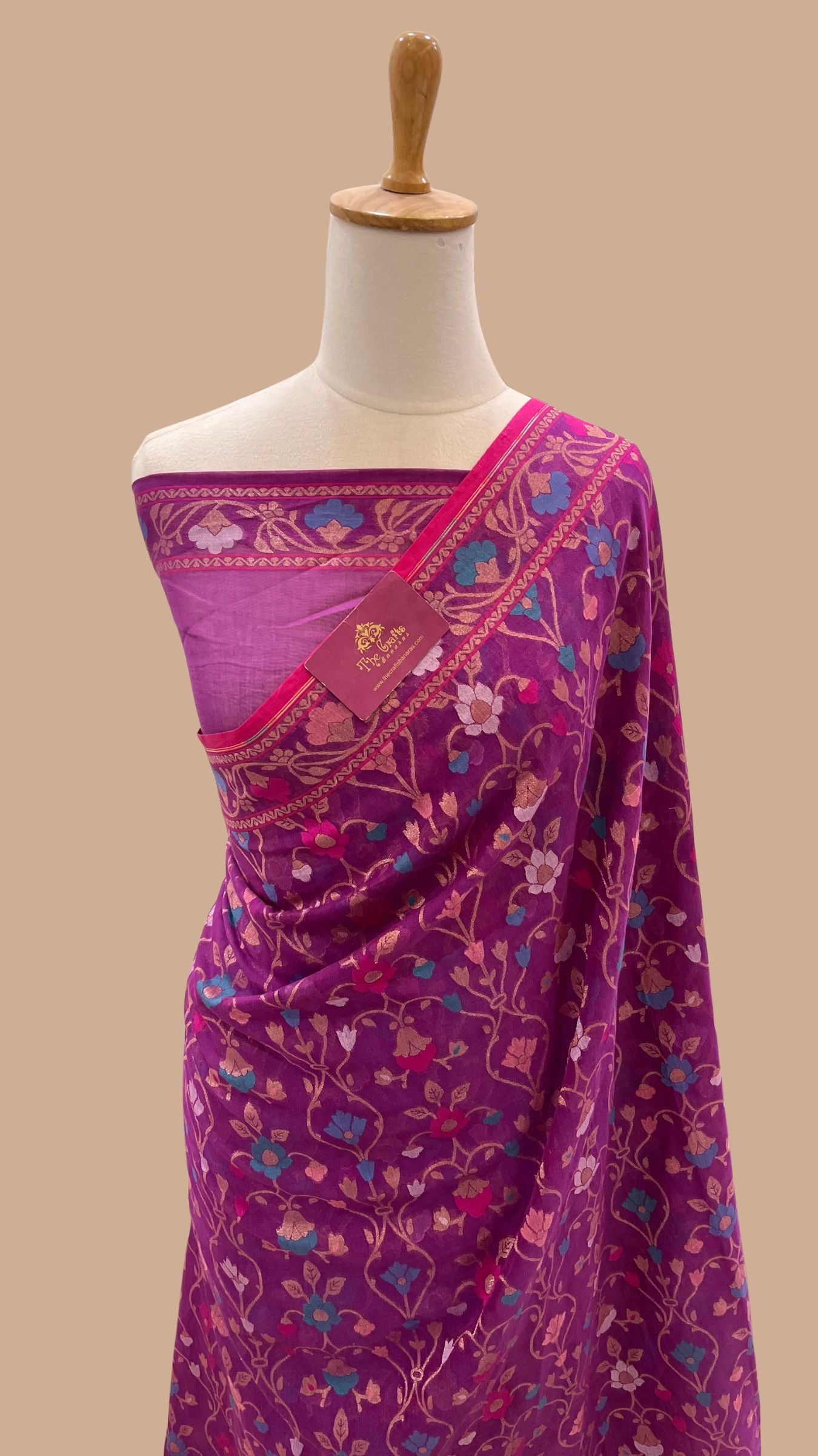 Pure Ektara Cotton Jamdani Banarasi Saree - Tilfi