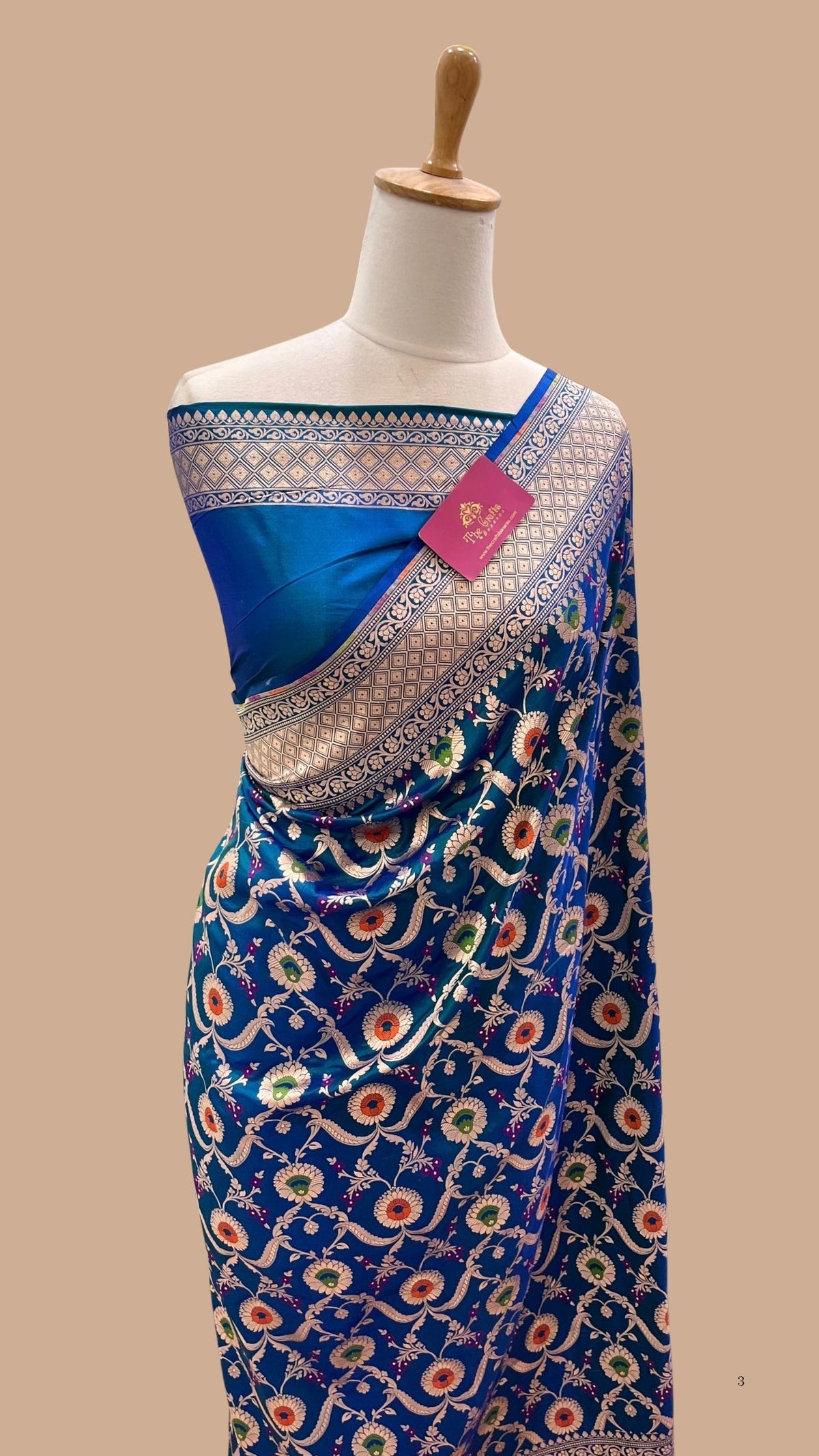 Pure Katan Silk Handloom Banarasi Saree - Jaal Work with Meenakari