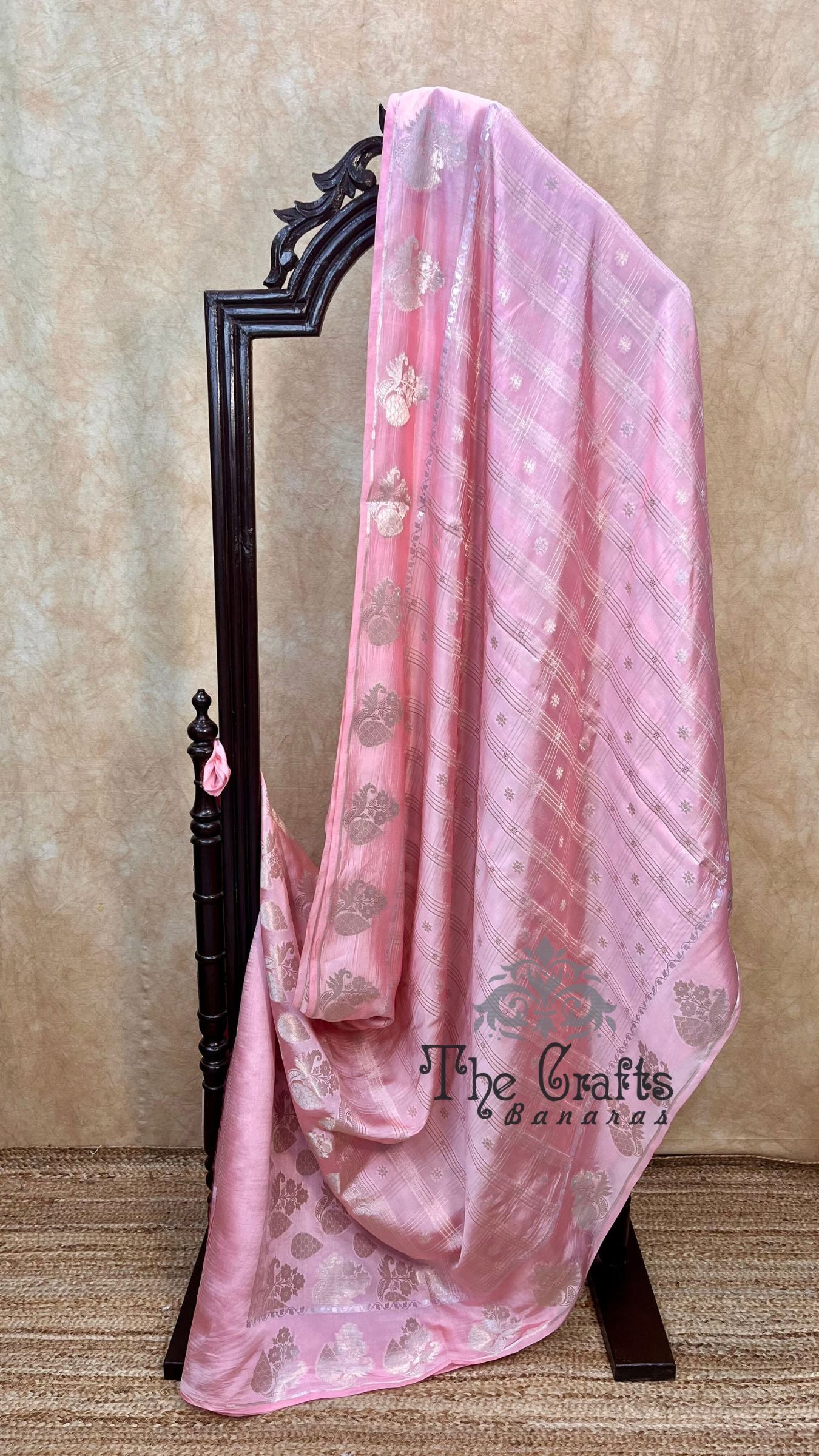 Baby Pink Pure Pure Silk Banarasi Saree