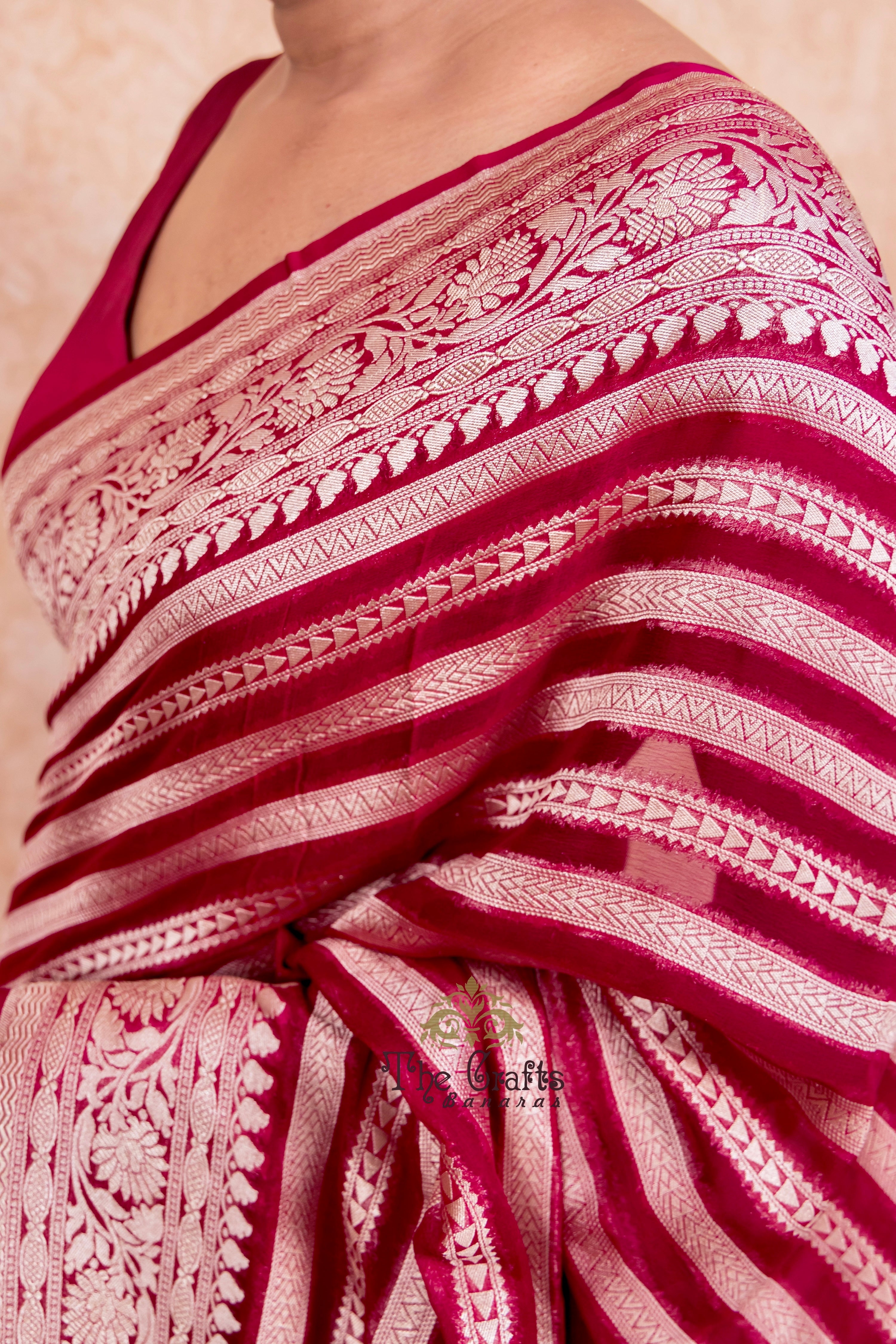 Khaddi Georgette Banarasi Saree - Water Zari