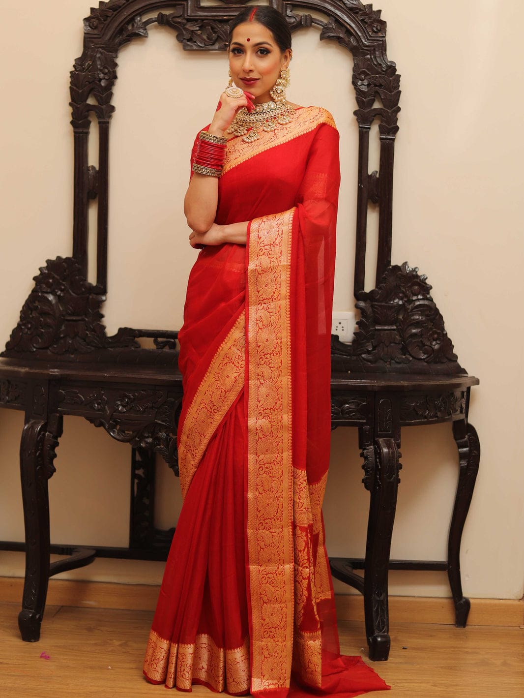 Pure Khaddi Chiffon Banarasi Saree