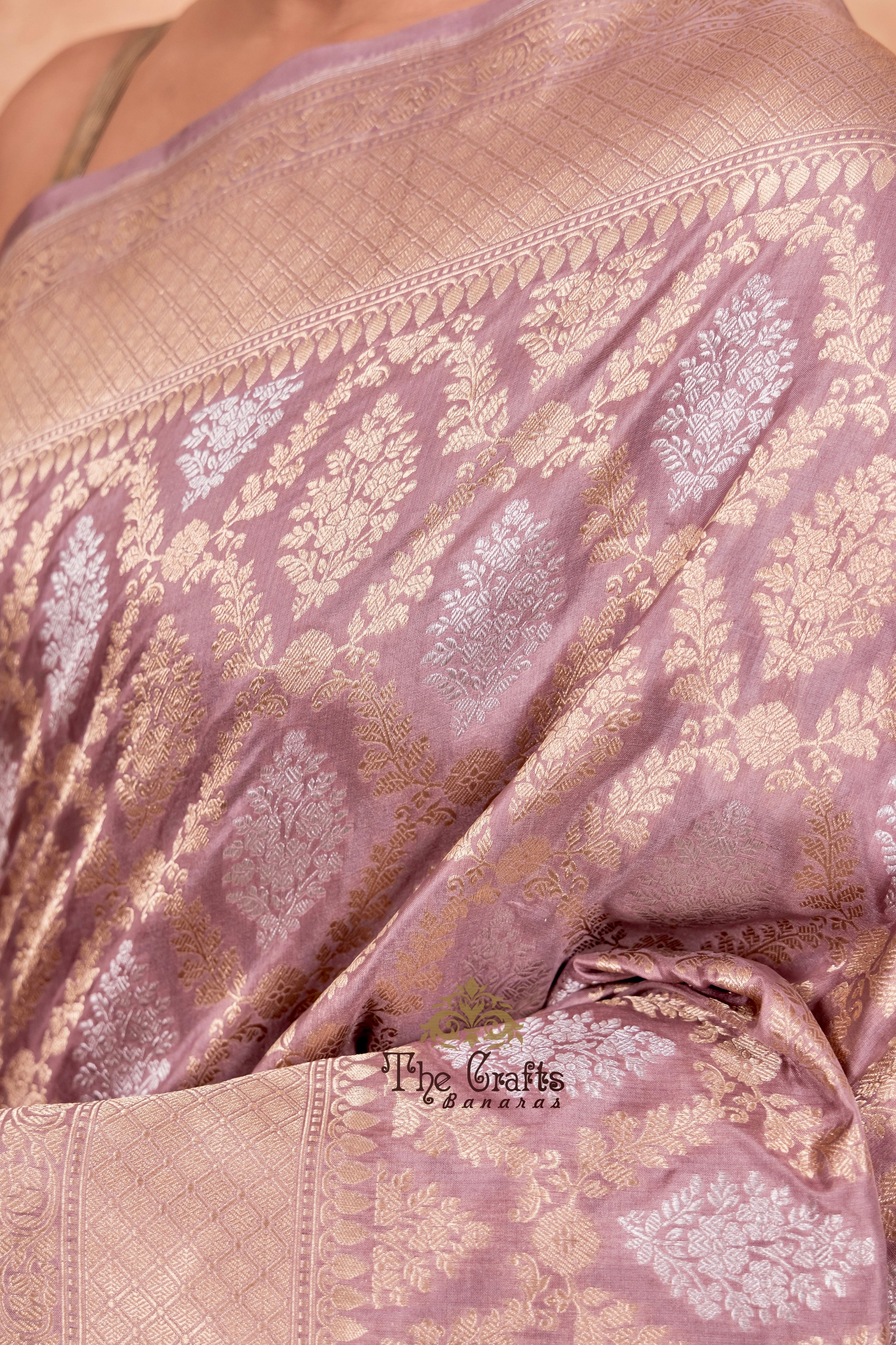 Pure Katan Silk Handloom Banarasi Saree - All over Sona Roopa Jaal work