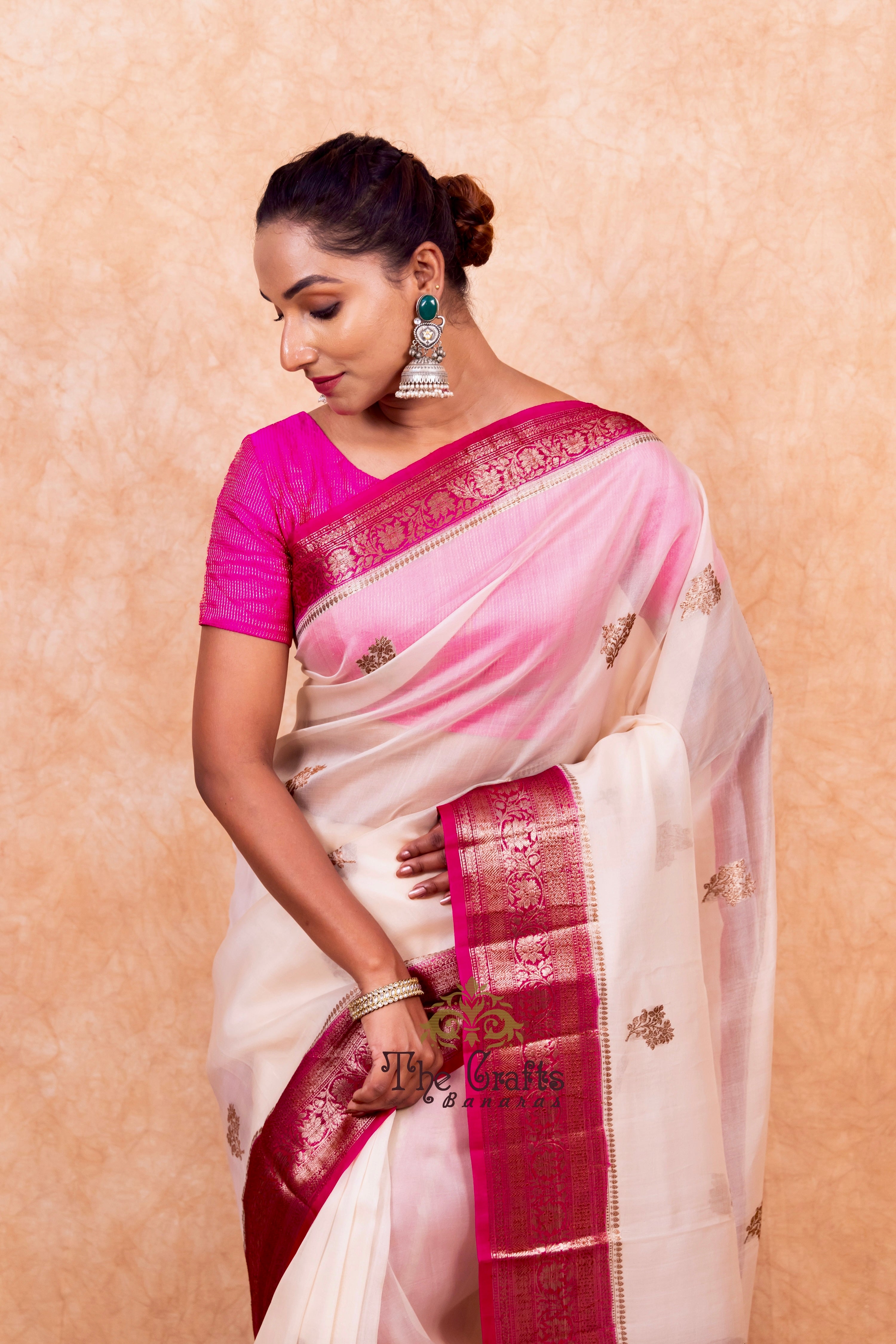 Pure Kora Silk Handloom Banarasi Saree