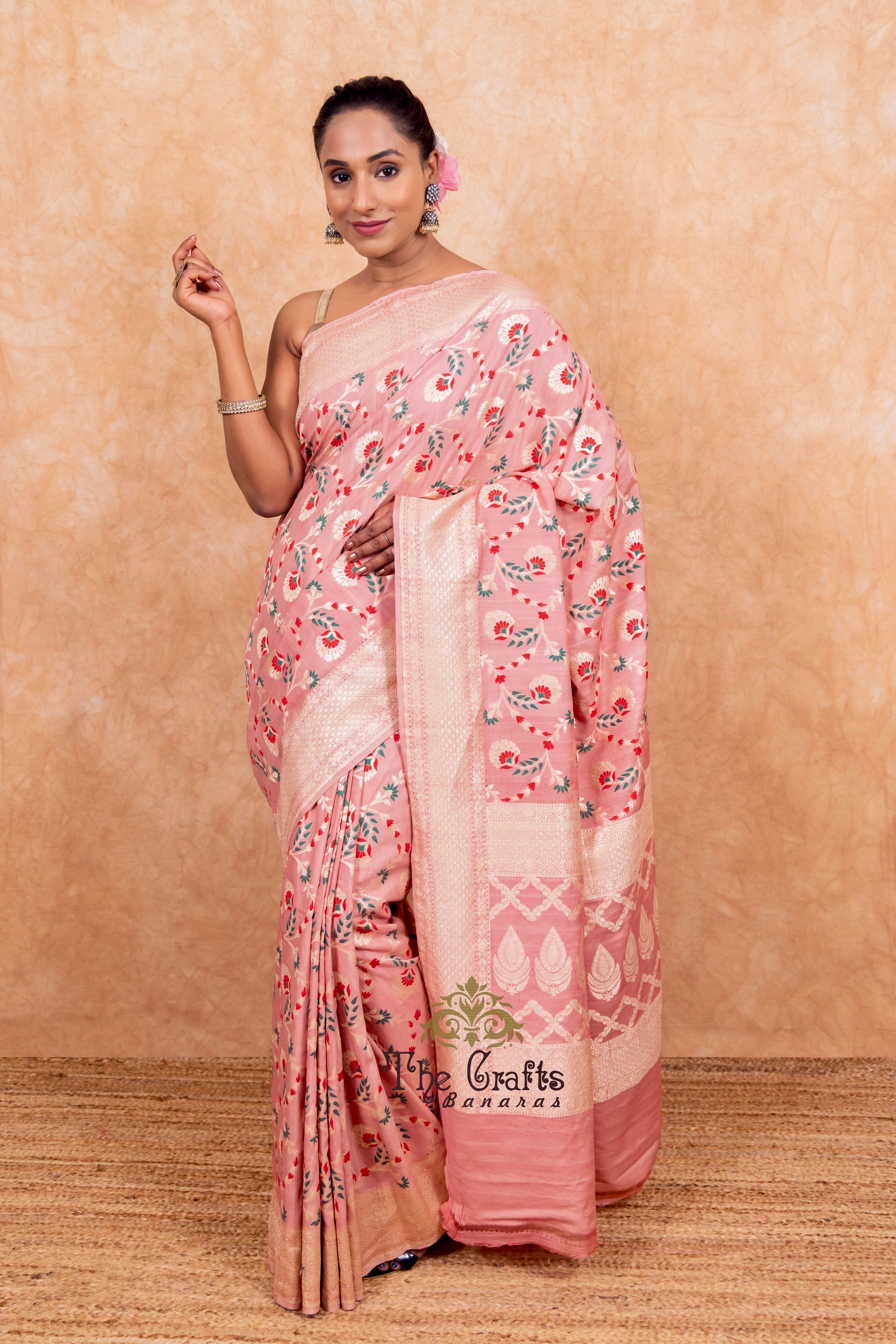 Tussar Georgette Handloom Banarasi Saree - Meenakari