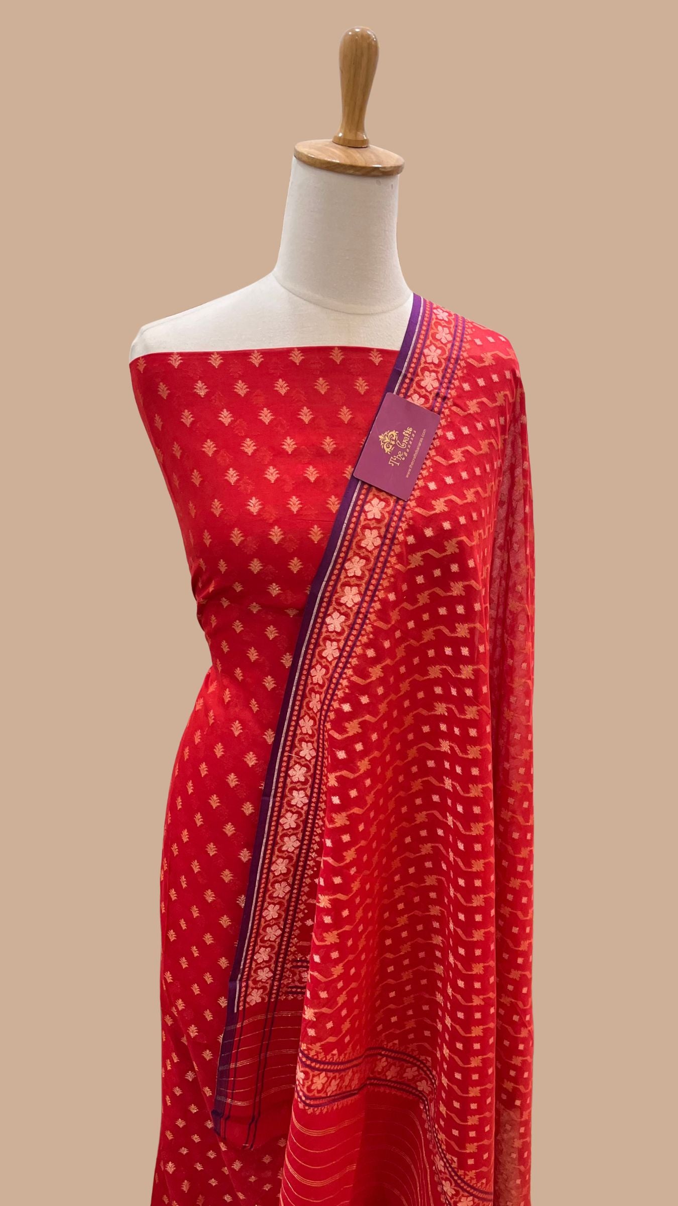 Pure Ektara Cotton Jamdani Banarasi Dress Material