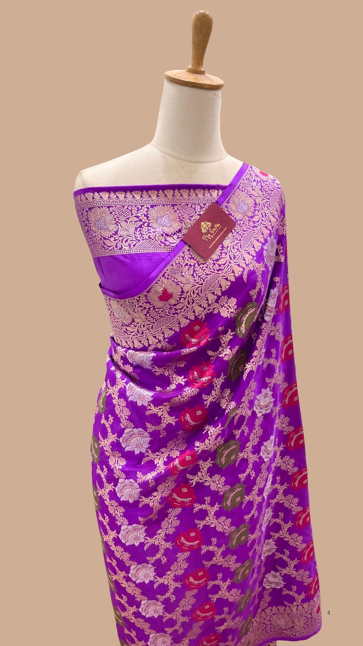 Pure Katan Silk Handloom Banarasi Saree -  Jaal Work with Meenakari