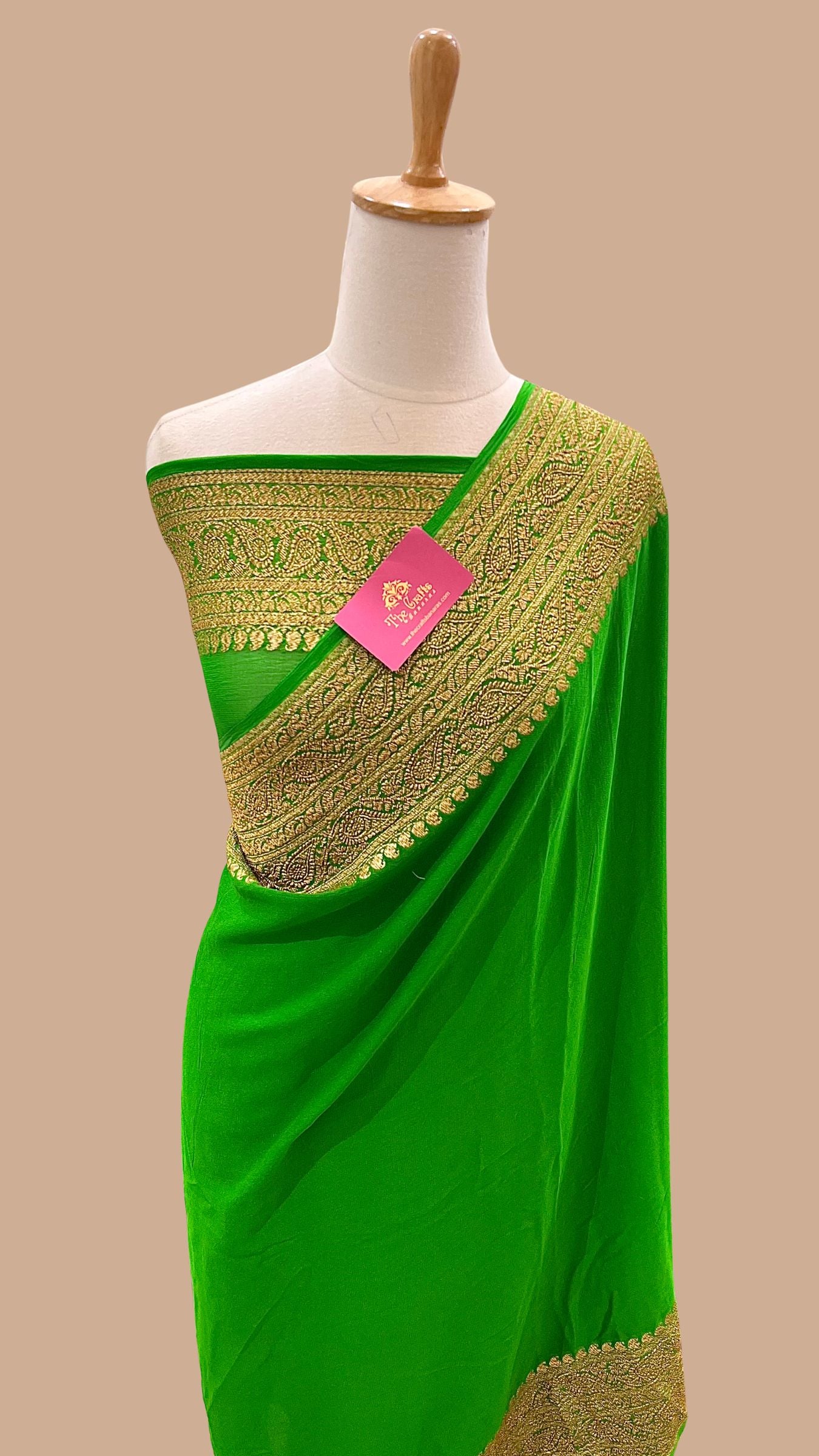 Khaddi Georgette Banarasi Saree - Antique Zari