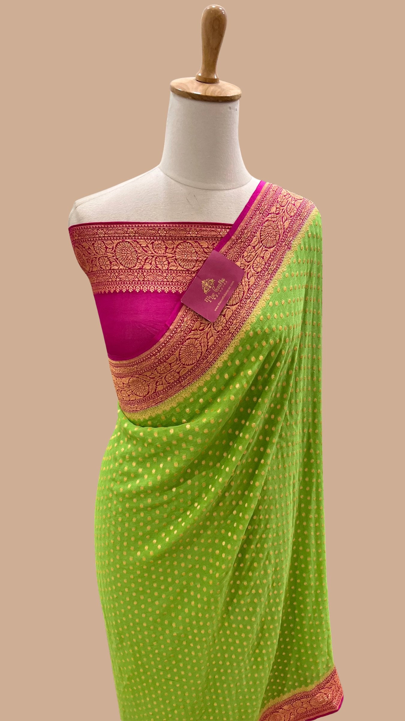 Khaddi Georgette Banarasi Saree - Gold Zari