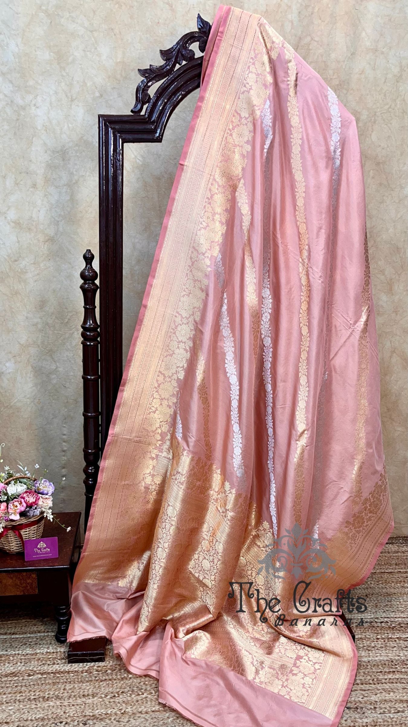 Pure Katan Silk Handloom Banarasi Saree -  Sona roopa with kadhua work