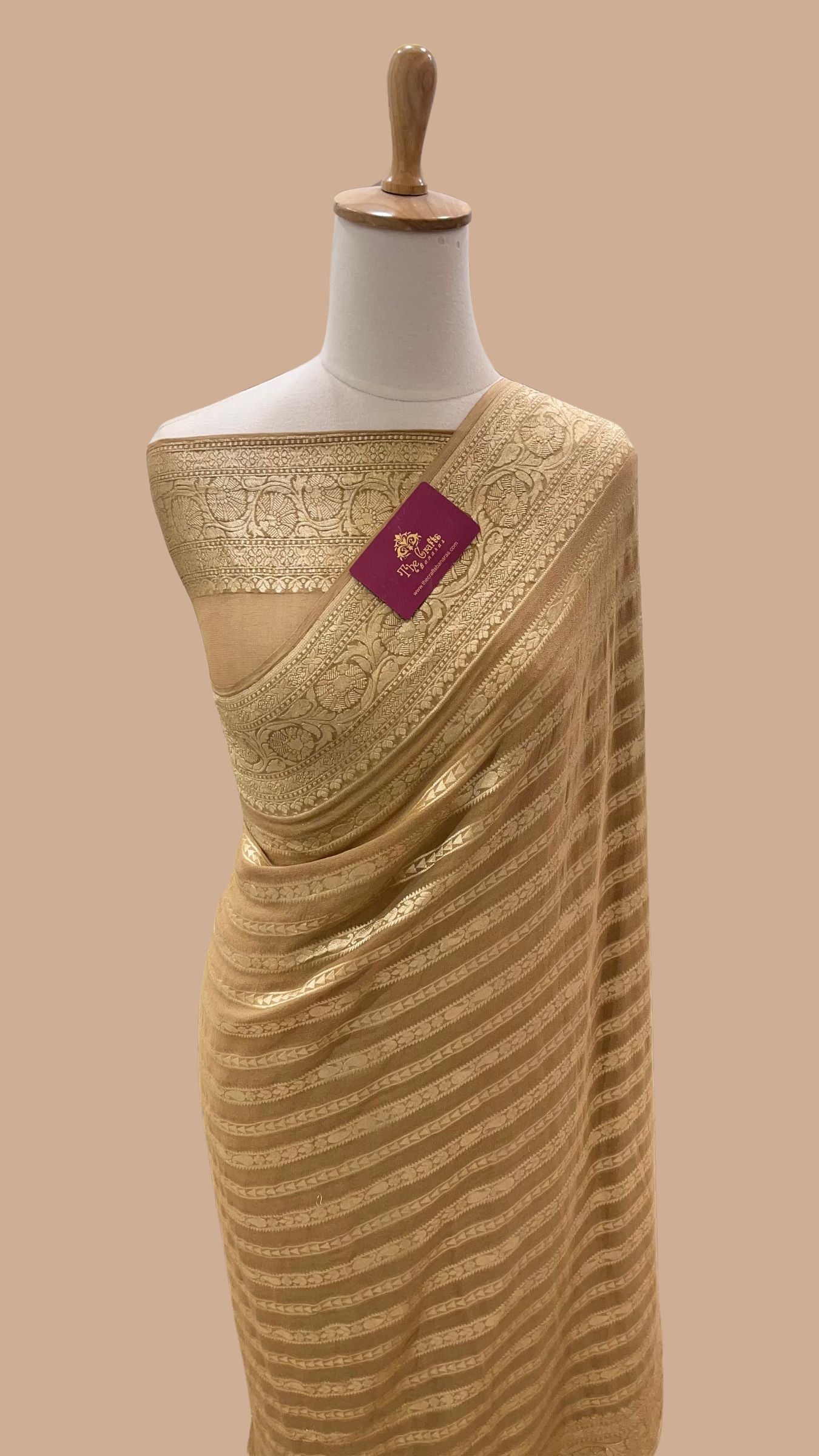 Khaddi Georgette Handloom Banarasi Saree - Water Zari
