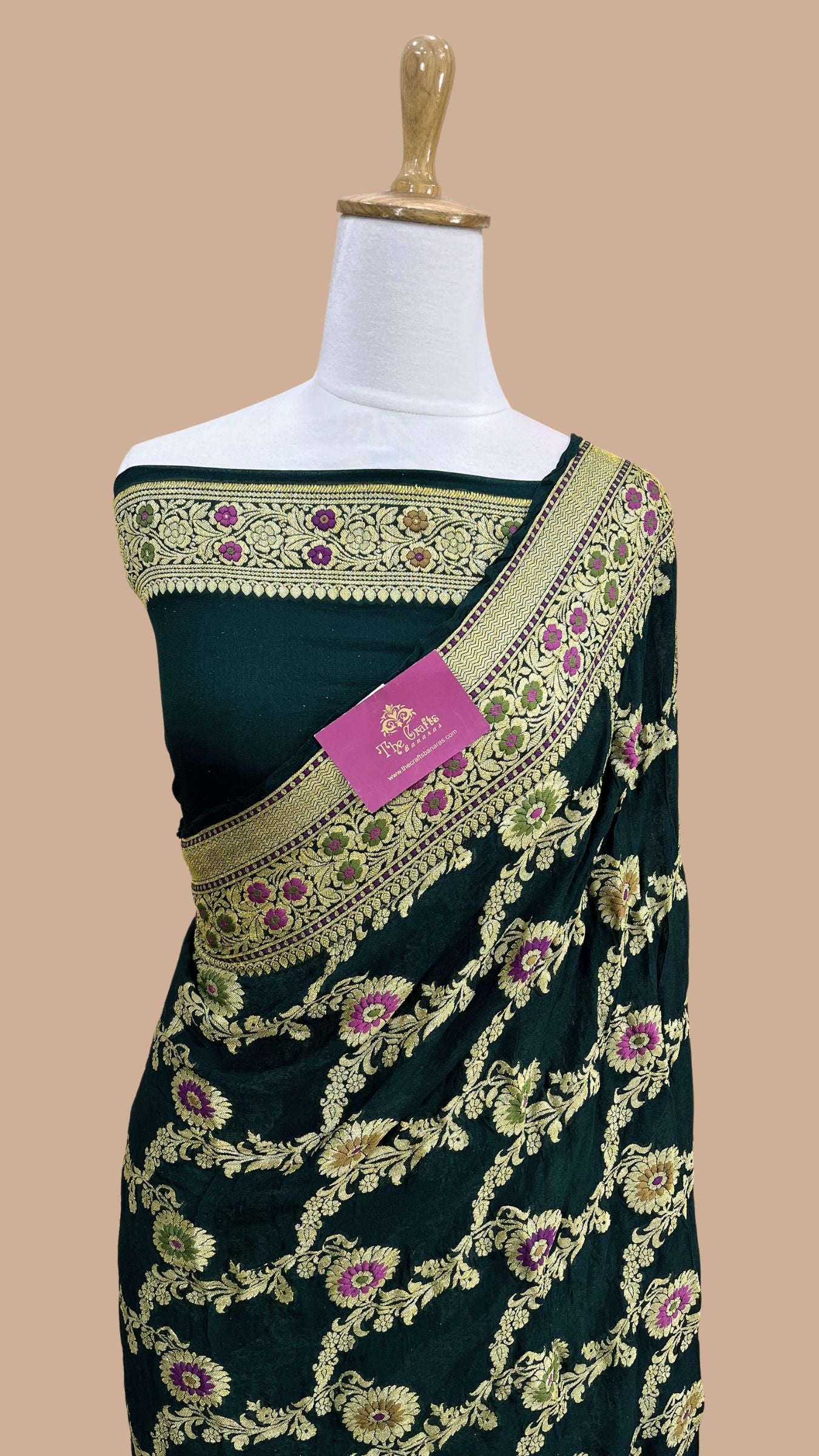 Pure Khaddi Chiffon Banarasi Saree - Meenakari