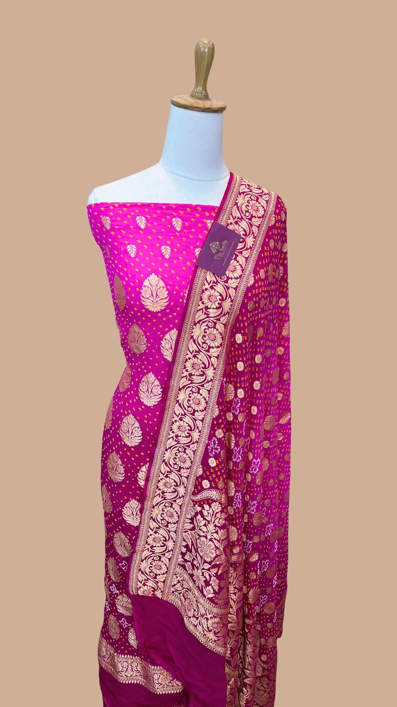 Pure Georgette Banarasi Bandhej Dress Material