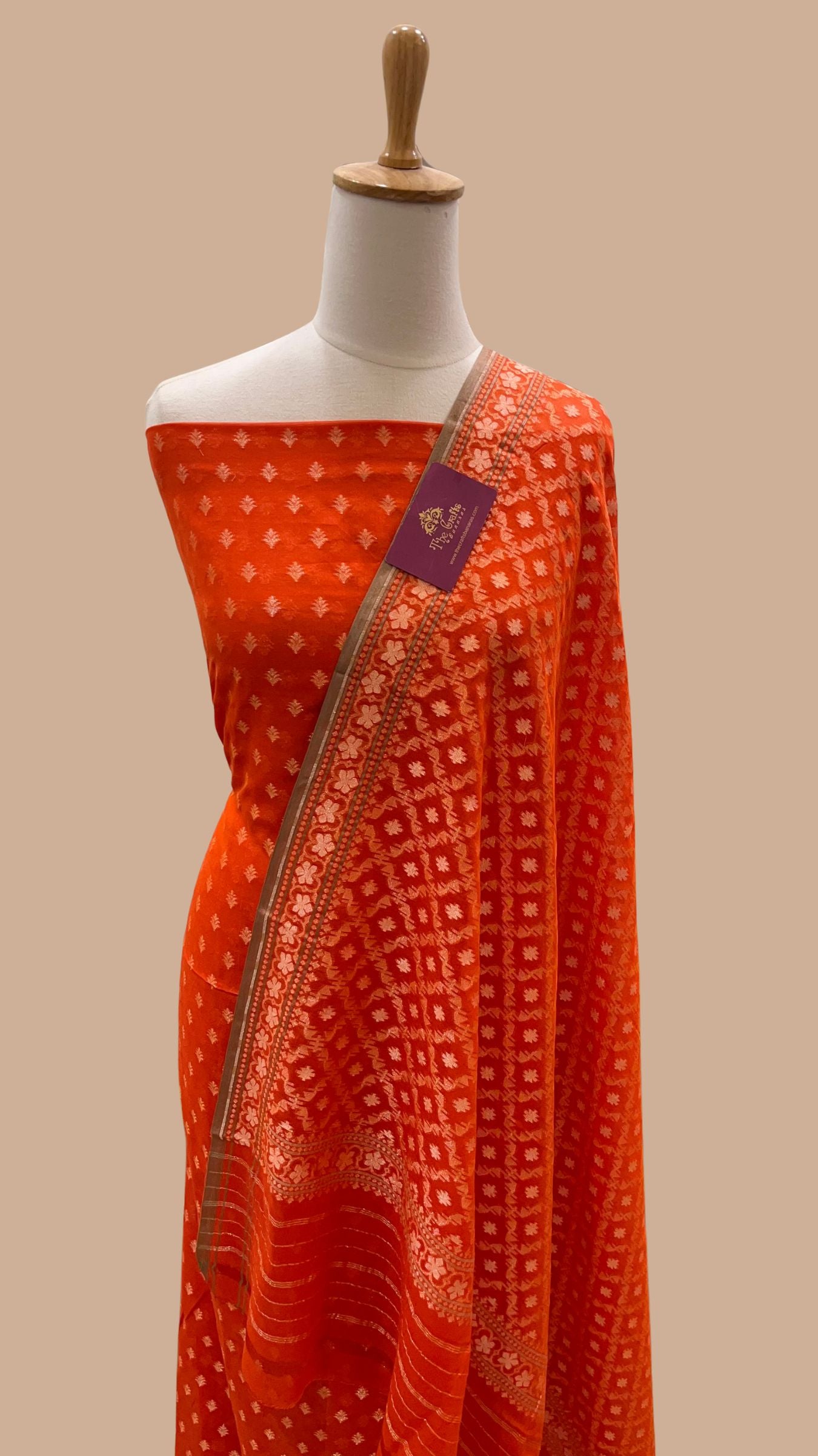Pure Ektara Cotton Jamdani Banarasi Dress Material